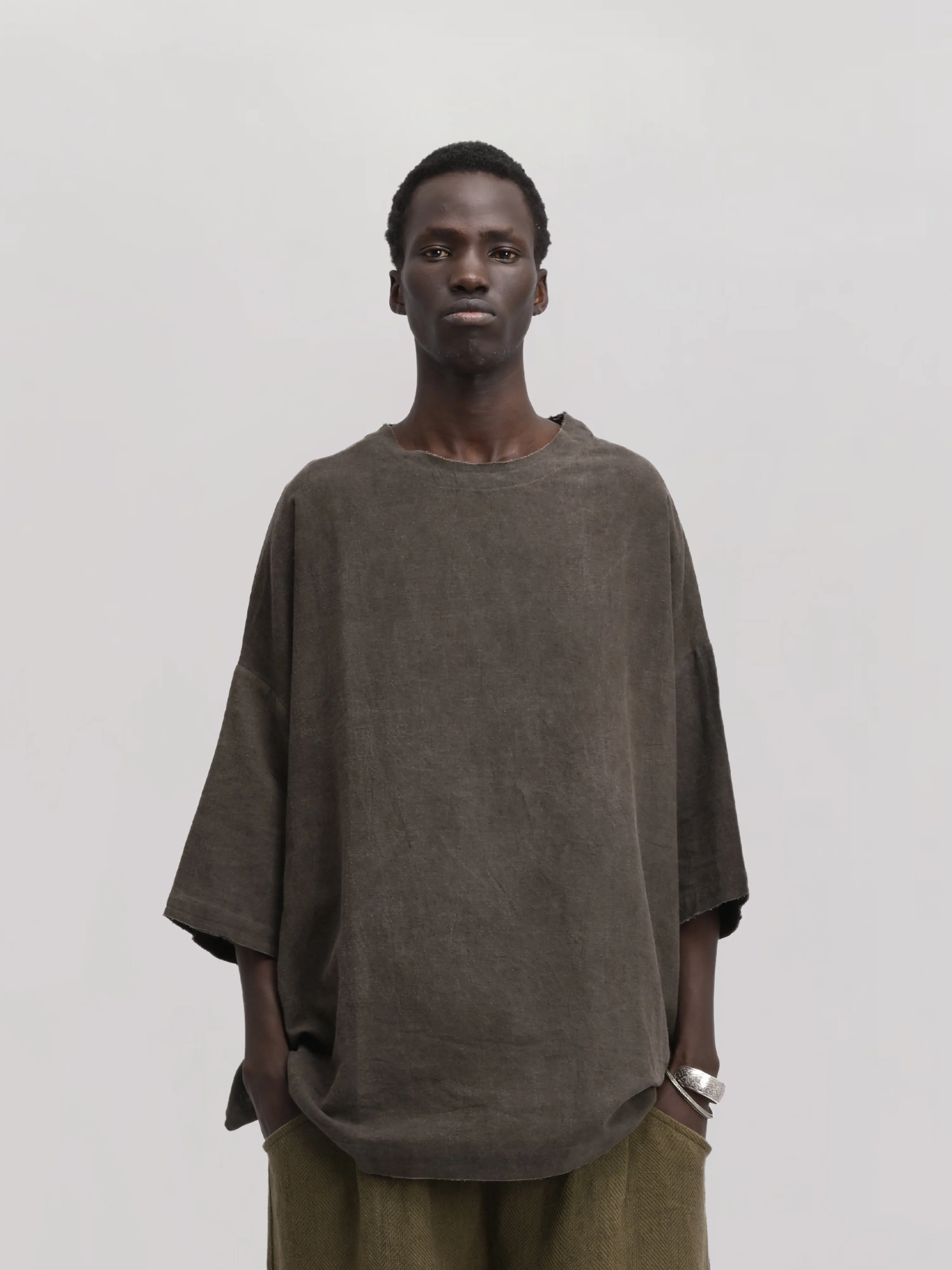 Beekeeper Shirt – Handwoven Cotton – Dyed Grey sold by Gathering