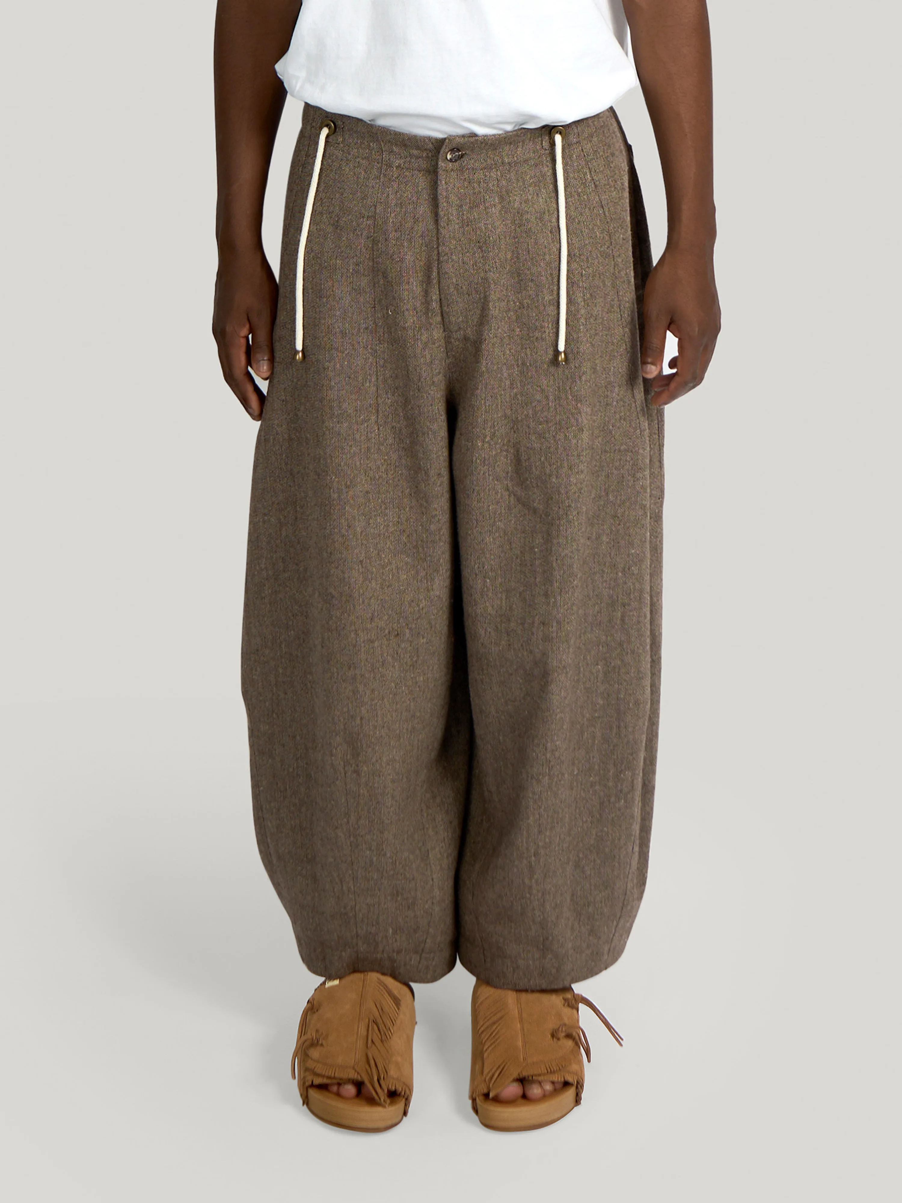 Fisherman Pant – Antique Herringbone Wool – Ash Brown sold by Gathering