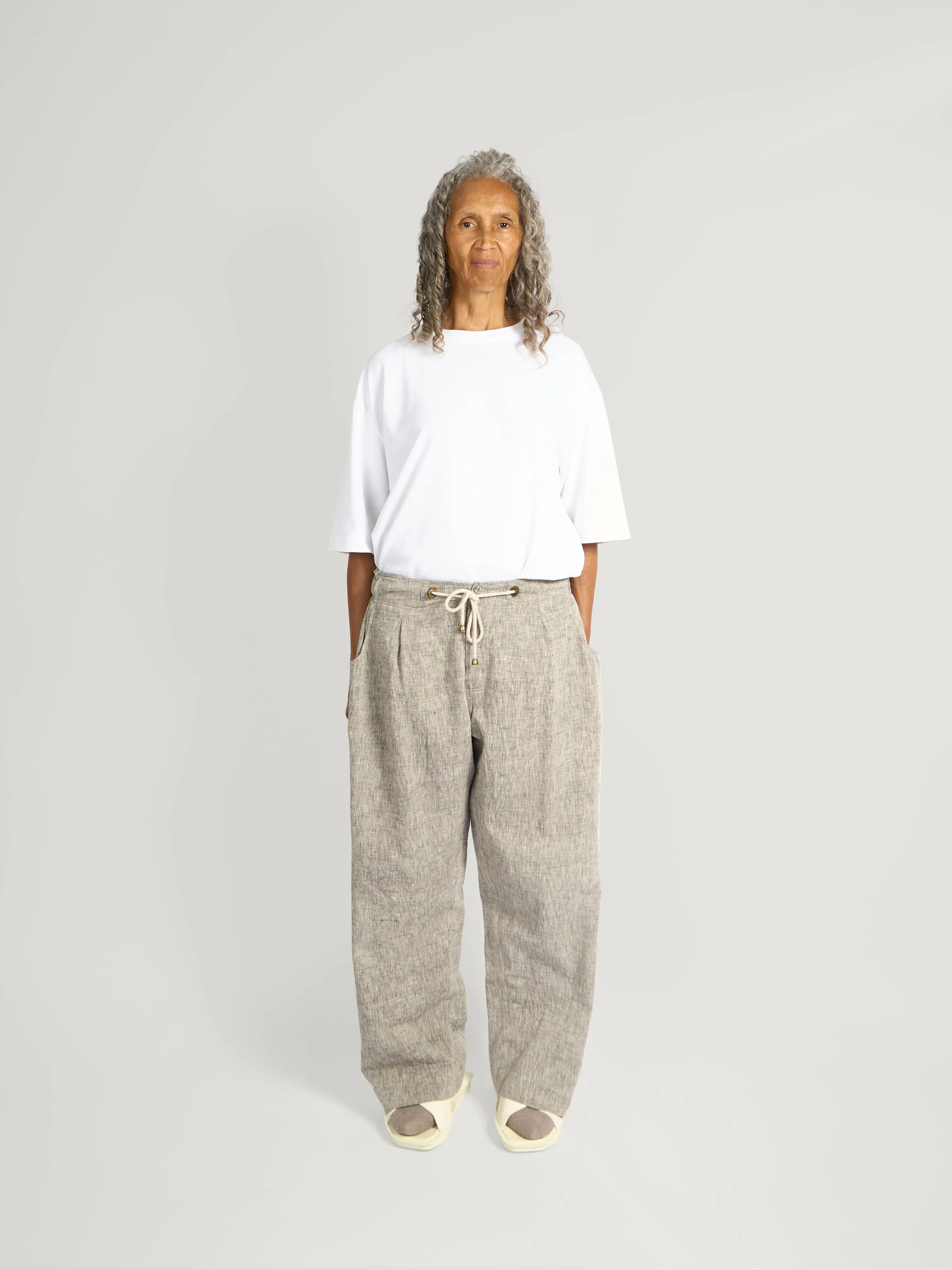 Farmer Pant – Handwoven Kala Cotton – Linen Gray sold by Gathering