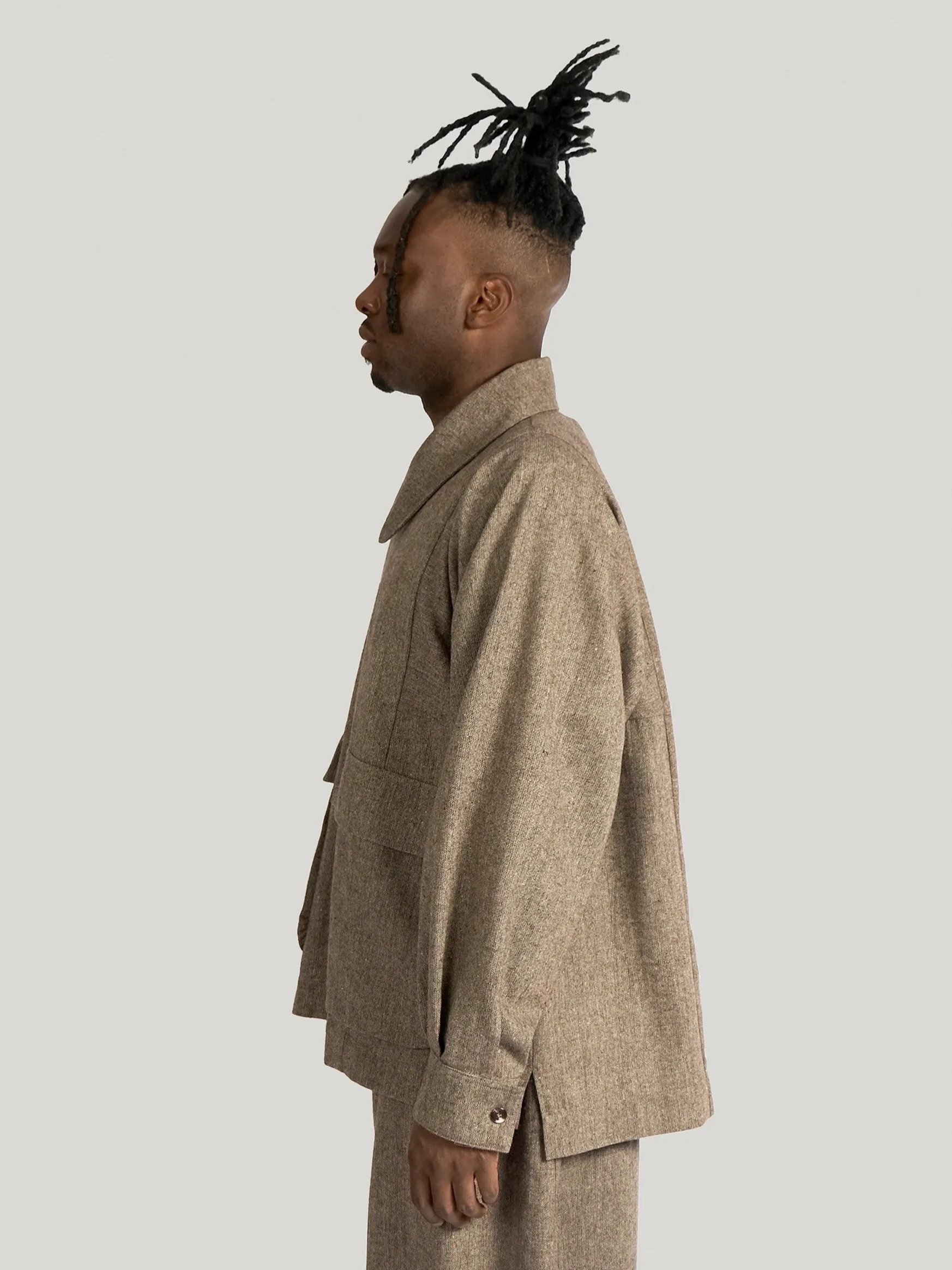 Farmer Jacket – Antique Herringbone Wool – Grey Earthy sold by Gathering product image thumbnail 3