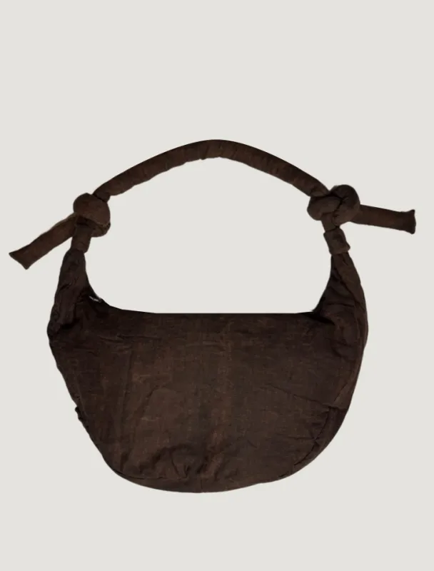 Roly Poly Bag – Mud-Dyed Ramie – Dark Earth sold by Gathering