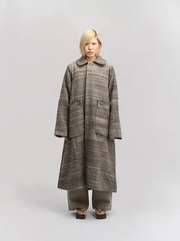 Farmer Coat – Handwoven Yak Wool – Soft Grey sold by Gathering