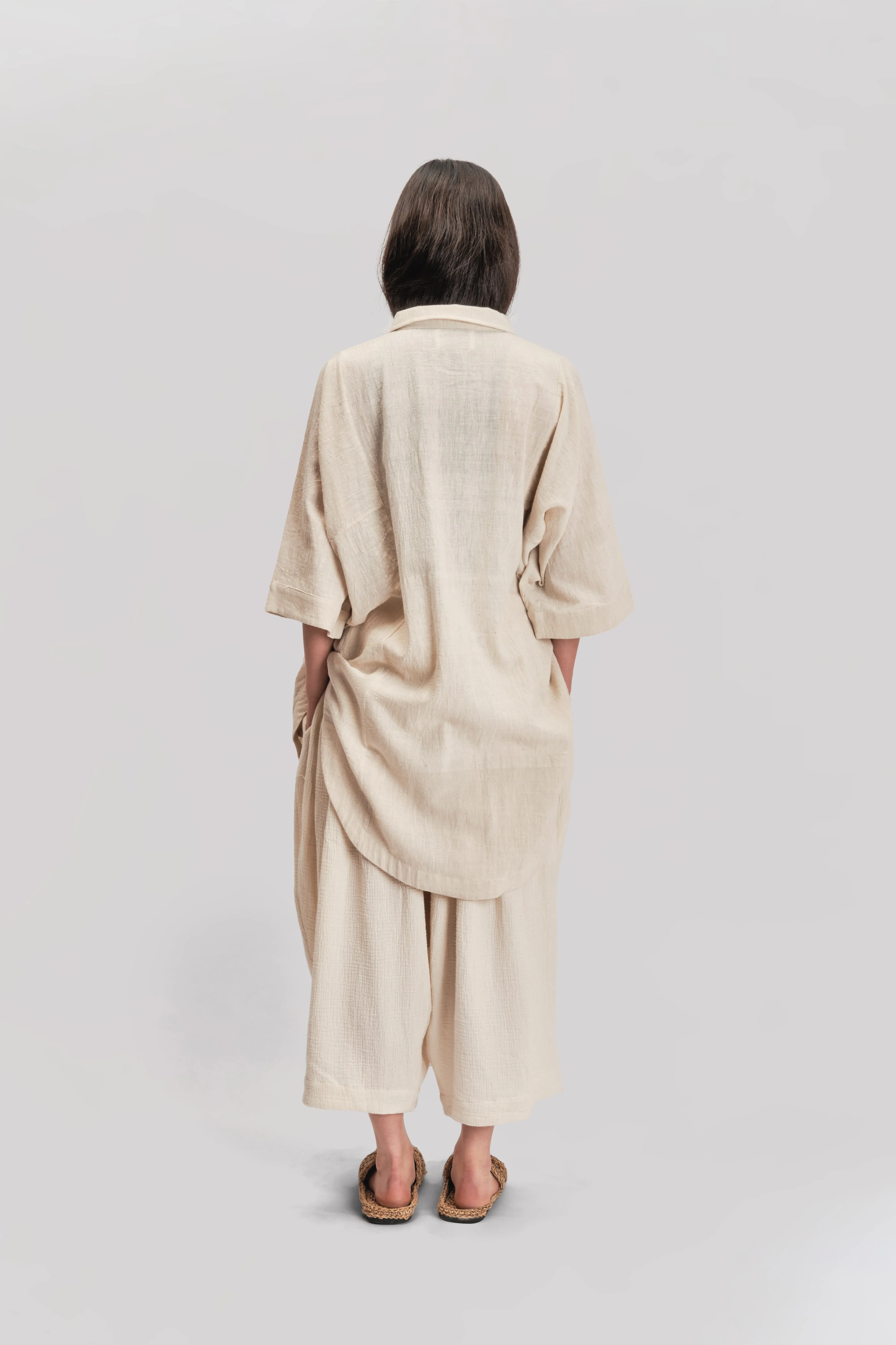 Short Sleeve Farmer Shirt – Handloom Kala Cotton – Natural sold by Gathering product image thumbnail 4