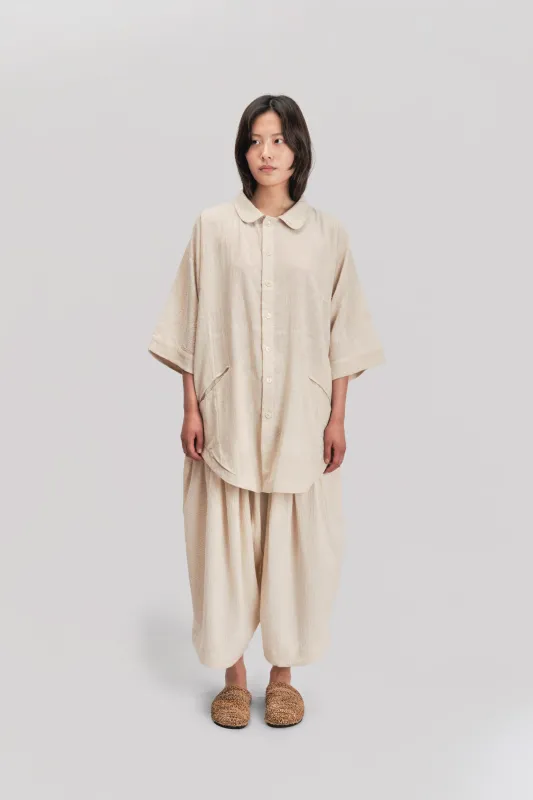 Short Sleeve Farmer Shirt – Handloom Kala Cotton – Natural made by Gathering