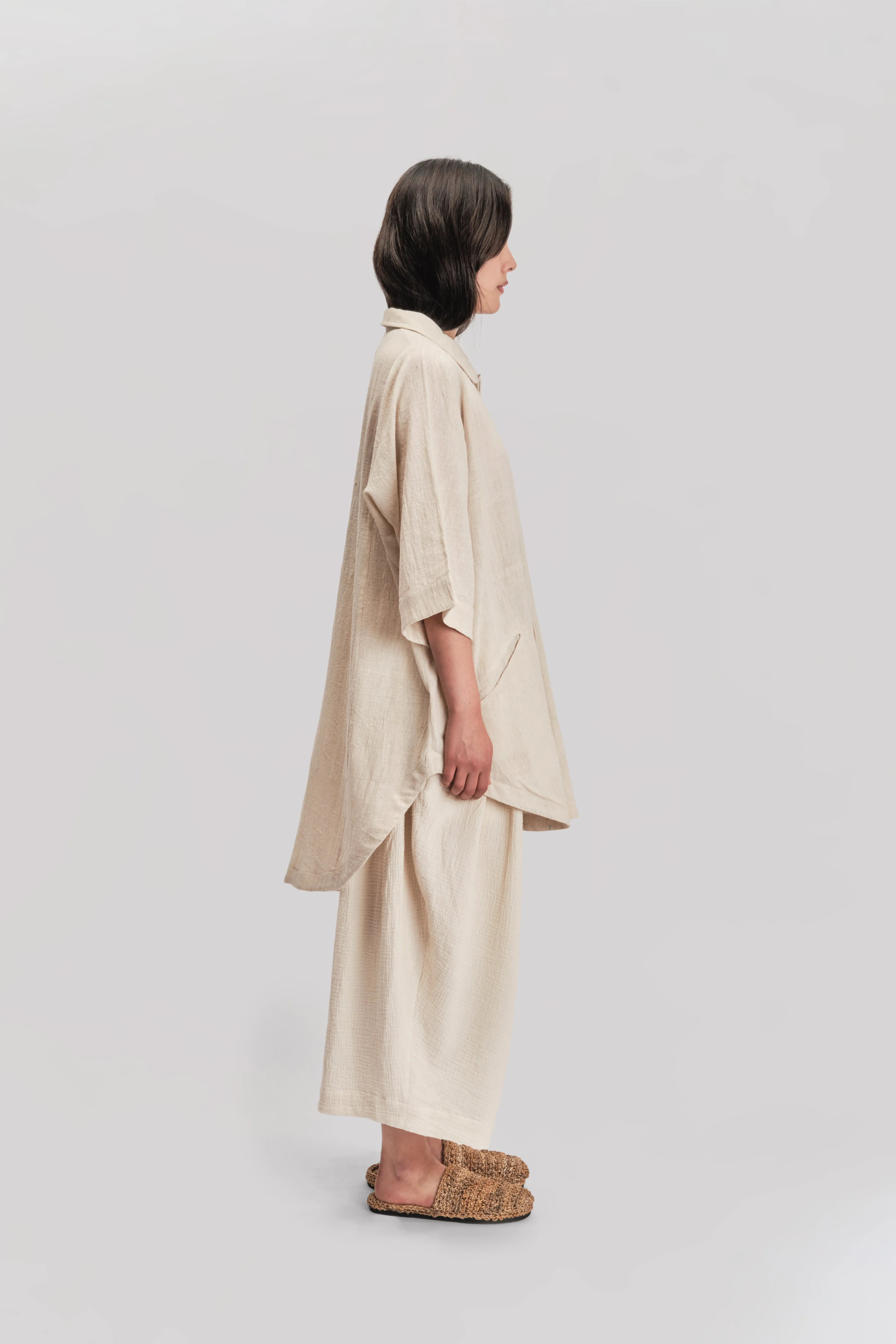 Short Sleeve Farmer Shirt – Handloom Kala Cotton – Natural sold by Gathering product image thumbnail 2