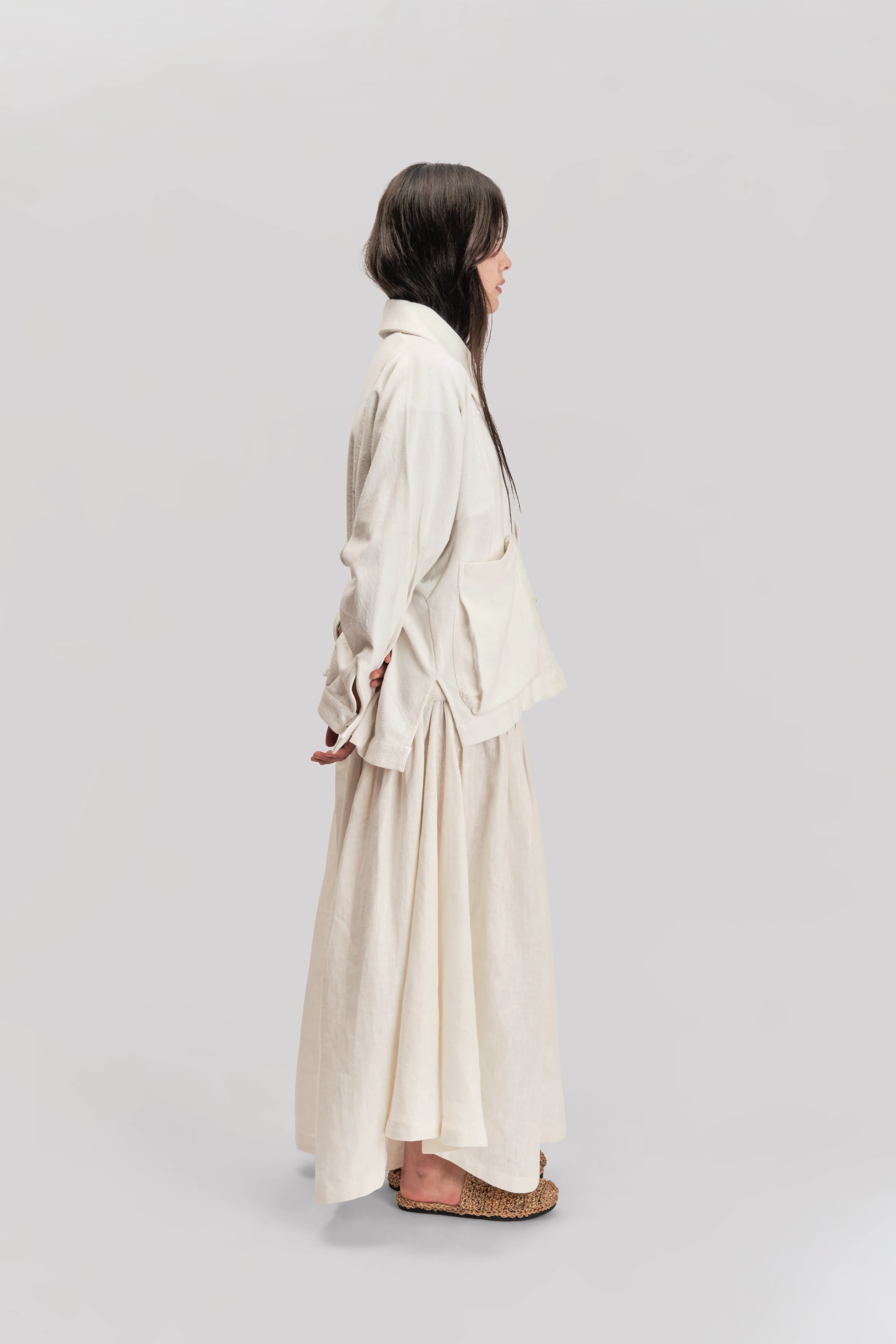 Farmer Jacket – West Bengal Handwoven Cotton – White sold by Gathering product image thumbnail 4