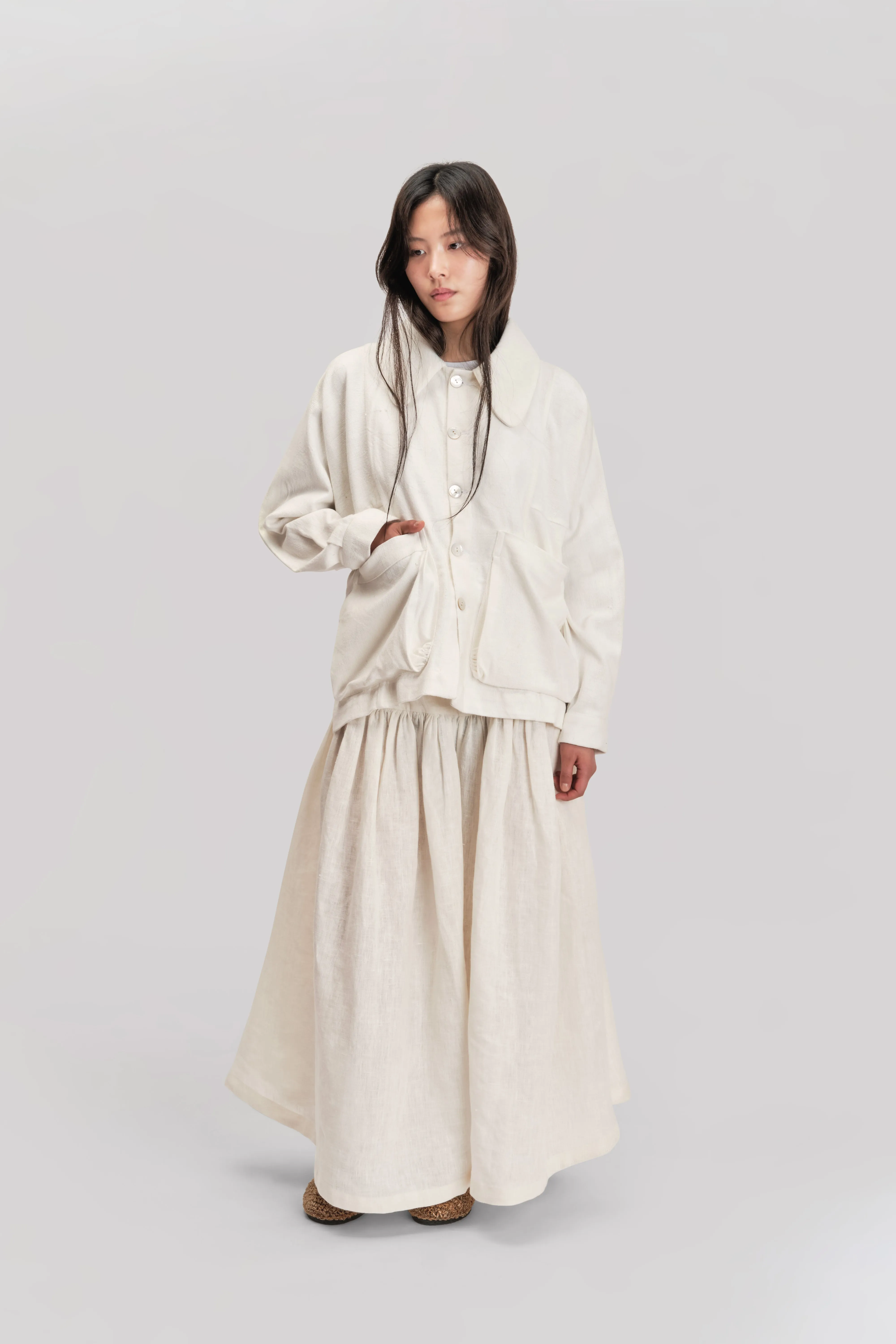 Farmer Jacket – West Bengal Handwoven Cotton – White sold by Gathering product image thumbnail 2