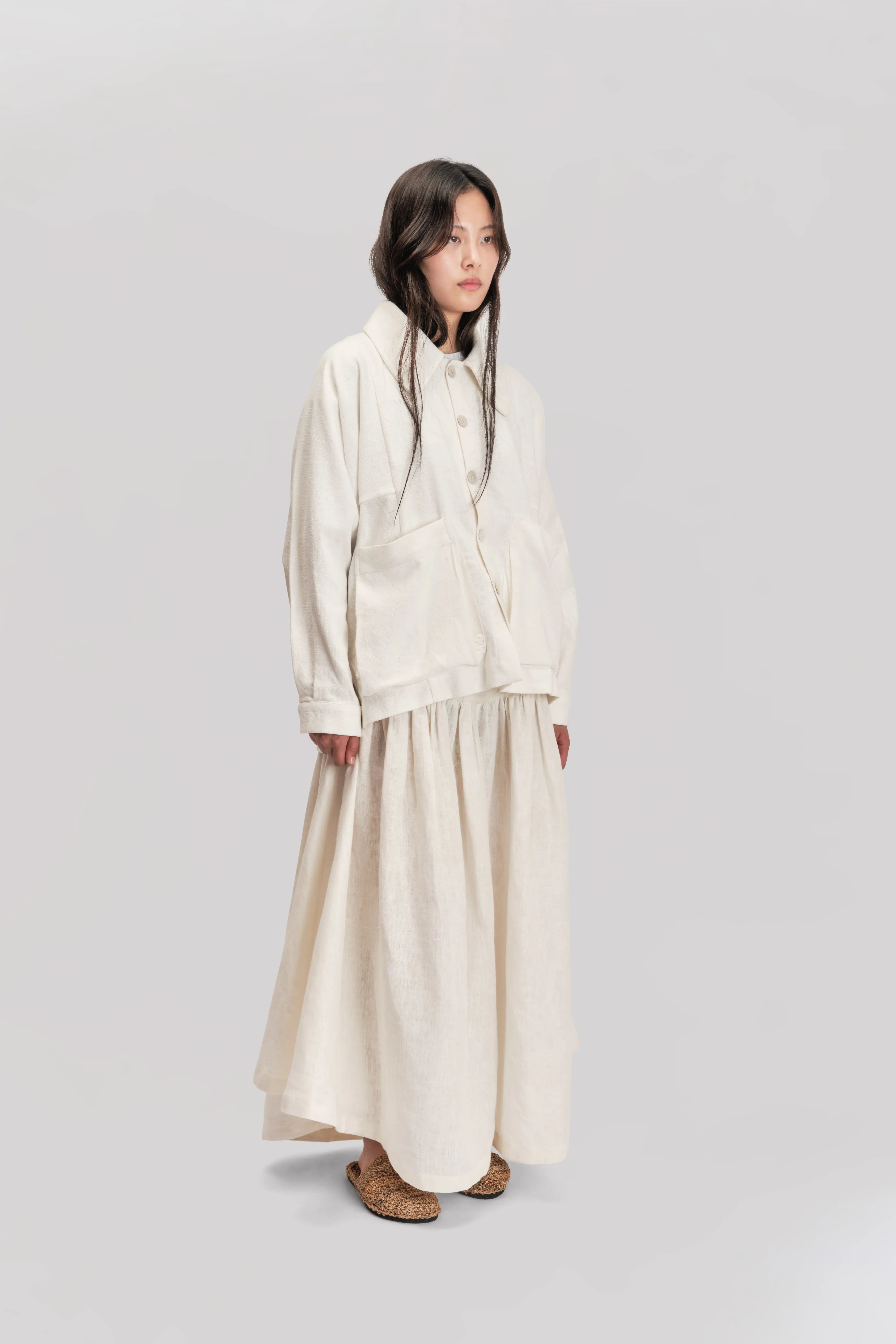 Farmer Jacket – West Bengal Handwoven Cotton – White sold by Gathering product image thumbnail 3