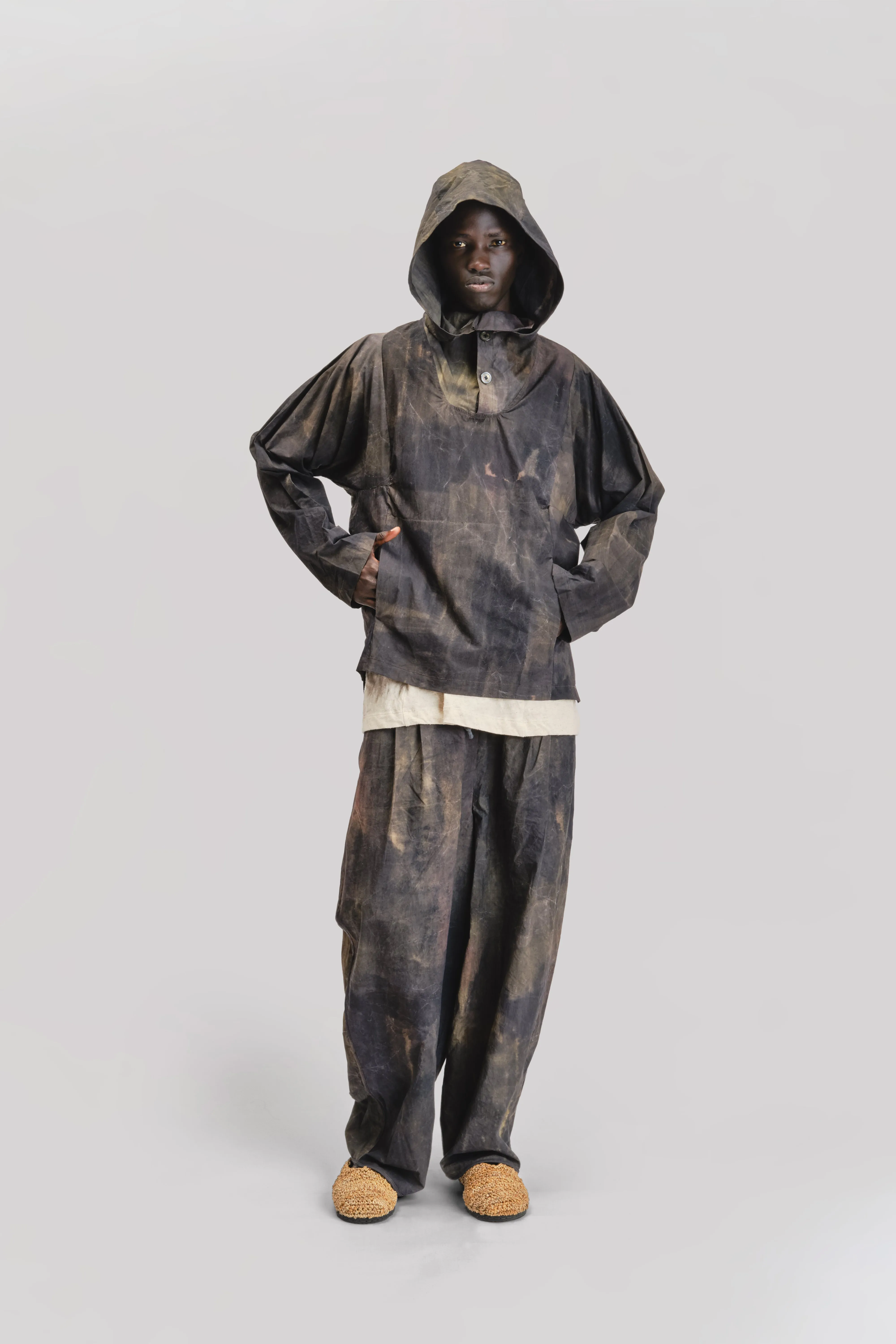 Fisherman Hoodie – Hand Painted Cotton – Dark Monet sold by Gathering product image thumbnail 4