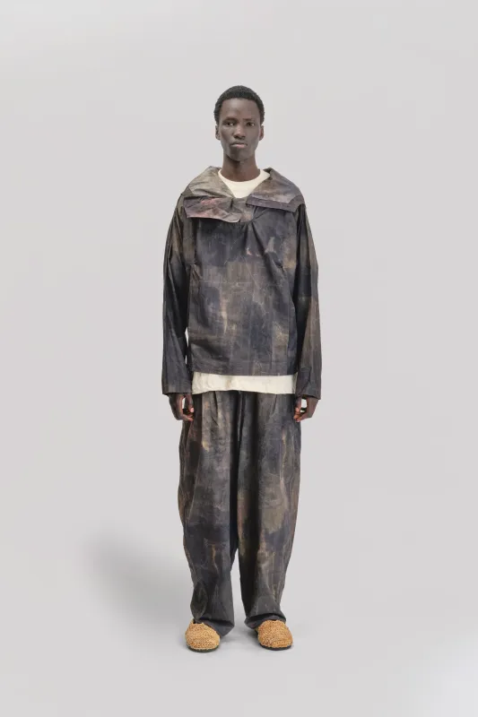 Fisherman Hoodie – Cotton Poplin –  Hand Painted Dark Monet sold by Gathering