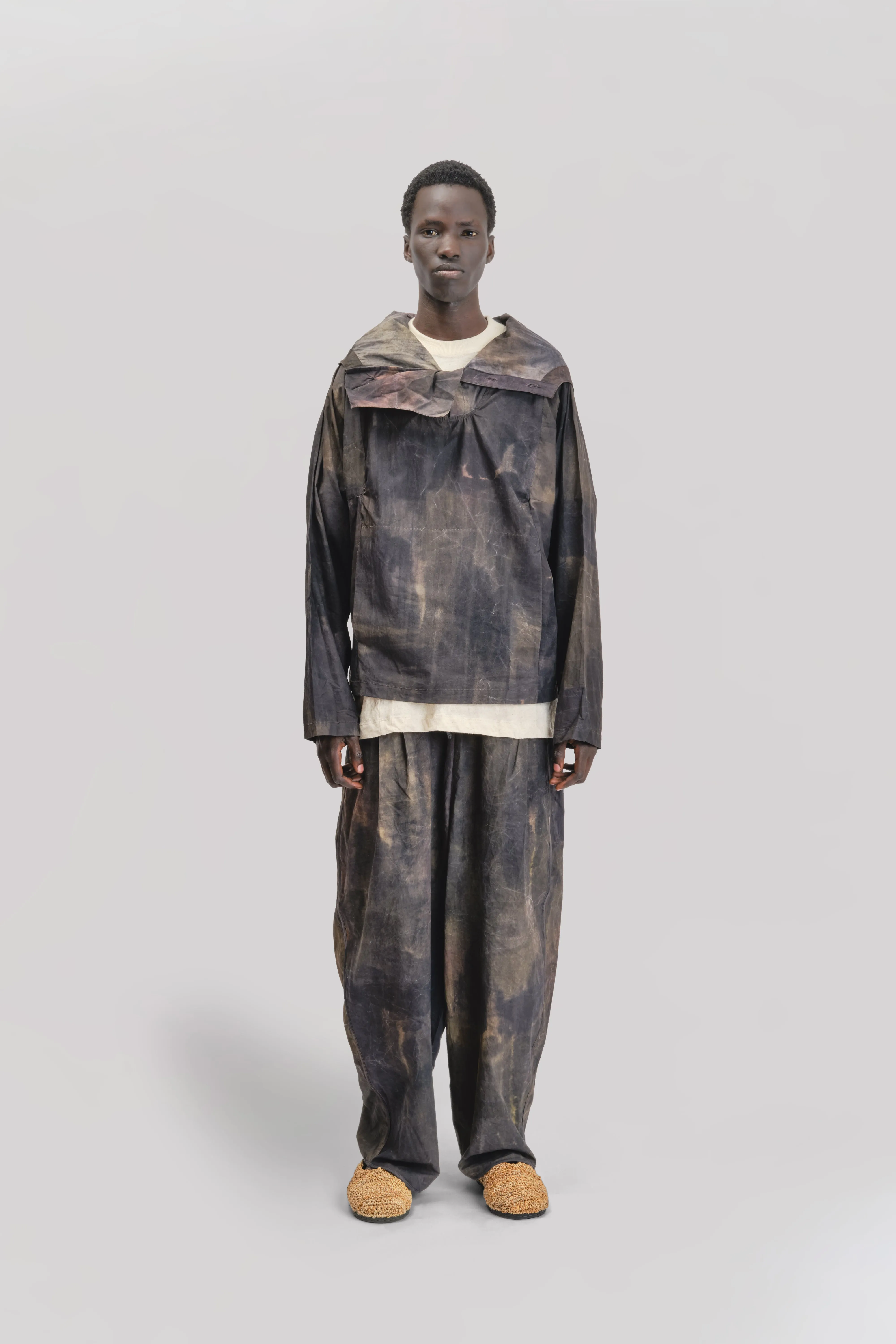 Fisherman Hoodie – Hand Painted Cotton – Dark Monet sold by Gathering