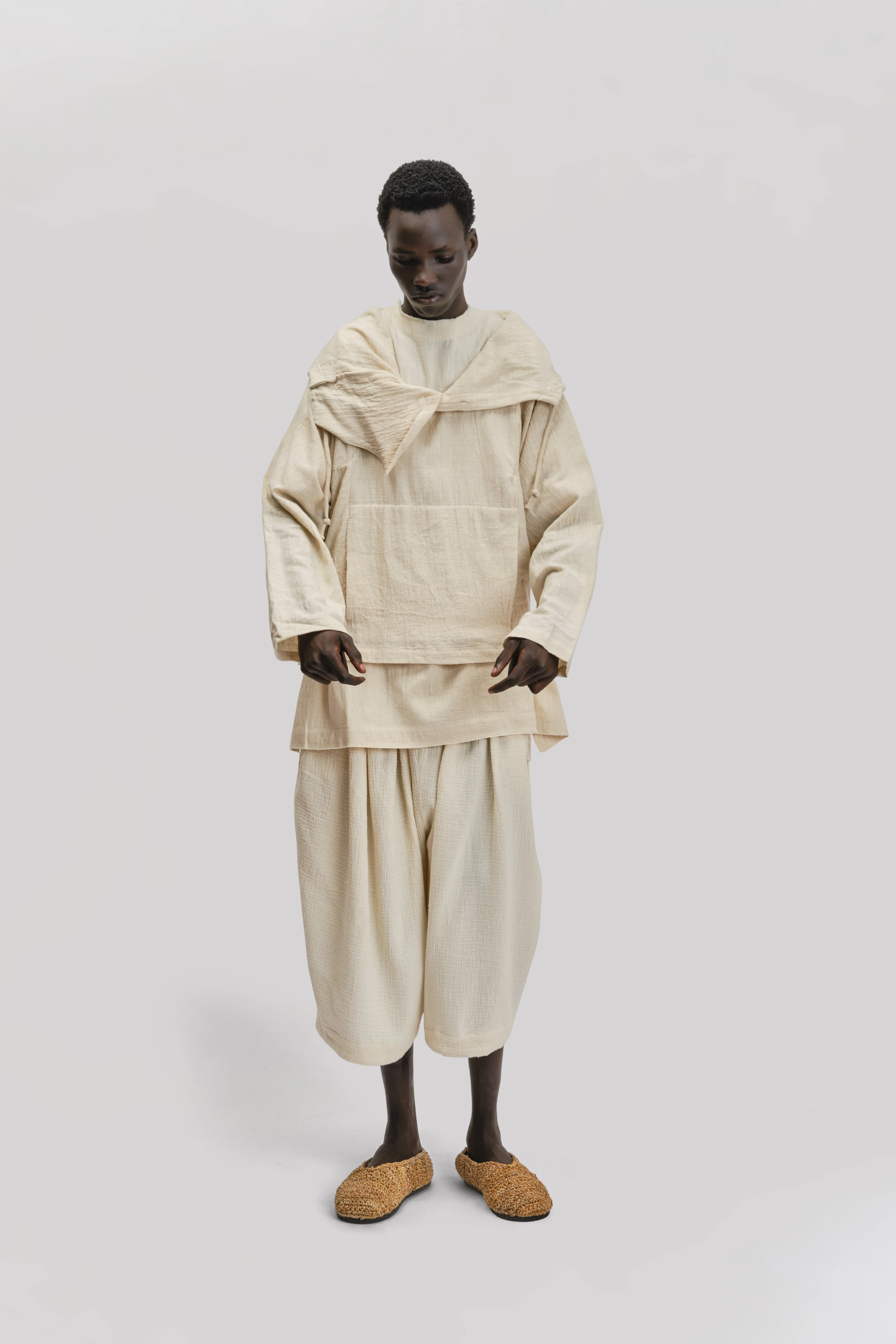 Fisherman Hoodie – Handloom Kala Cotton – Cream sold by Gathering product image thumbnail 4