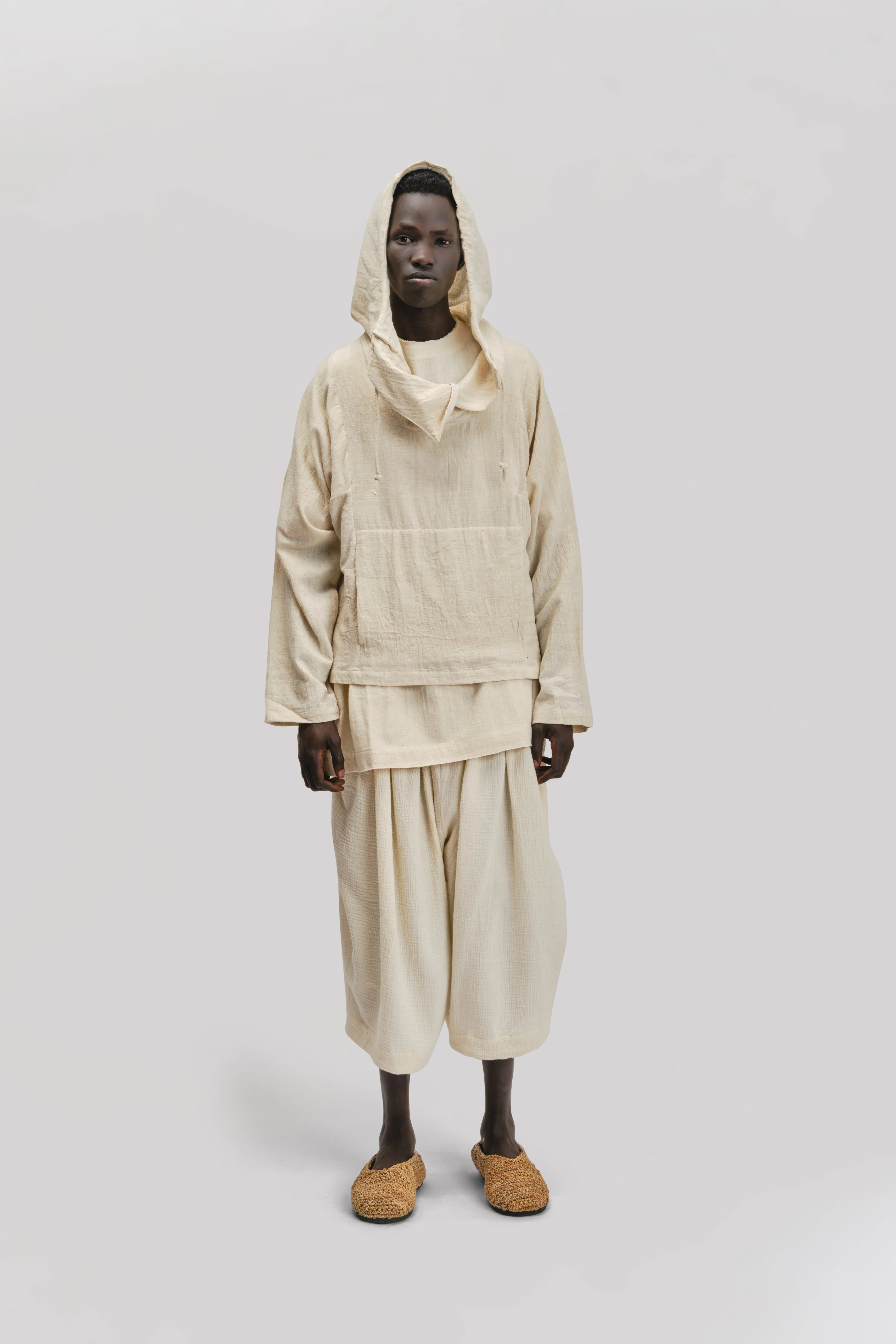 Fisherman Hoodie – Handloom Kala Cotton – Cream sold by Gathering