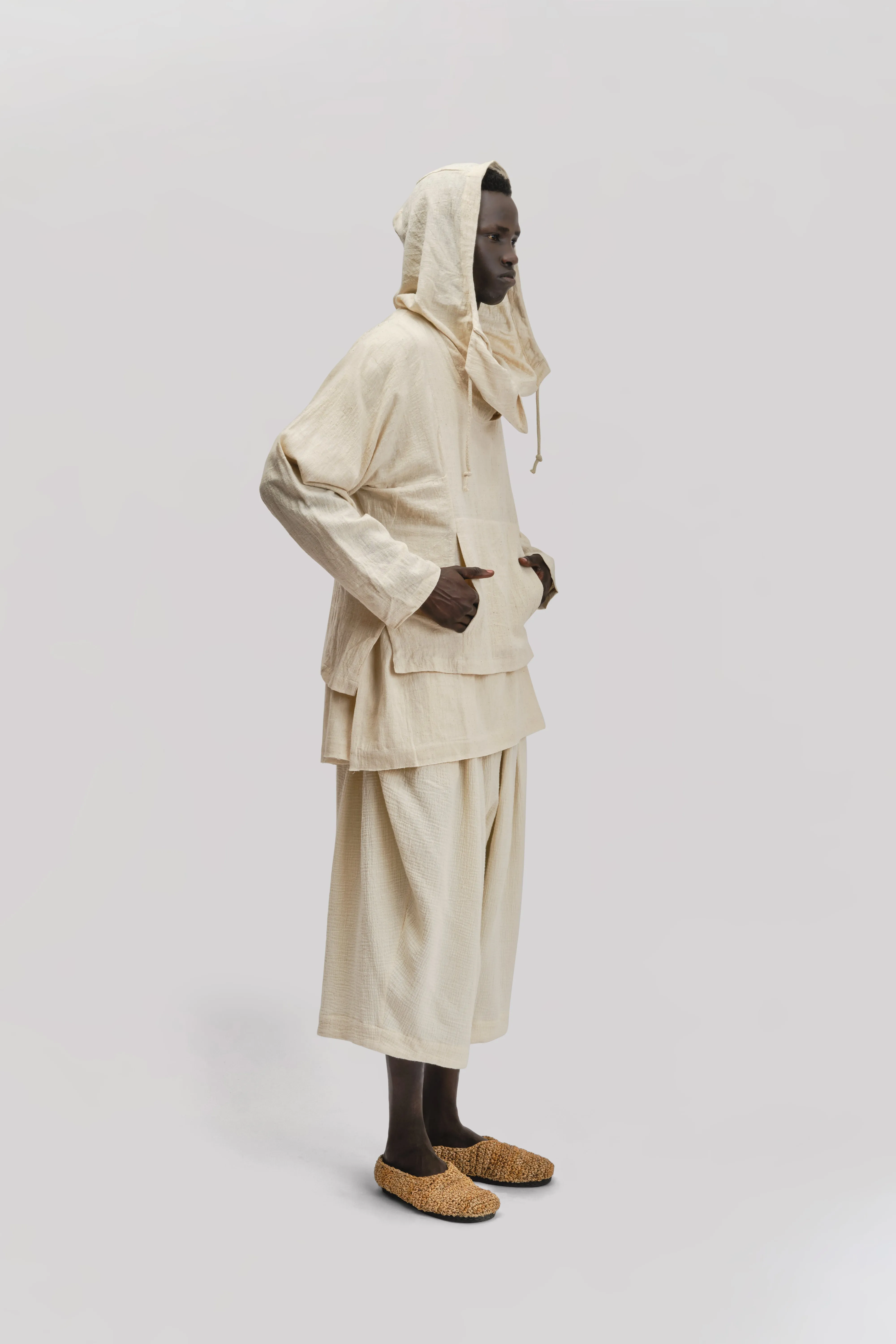 Fisherman Hoodie – Handloom Kala Cotton – Cream sold by Gathering product image thumbnail 2