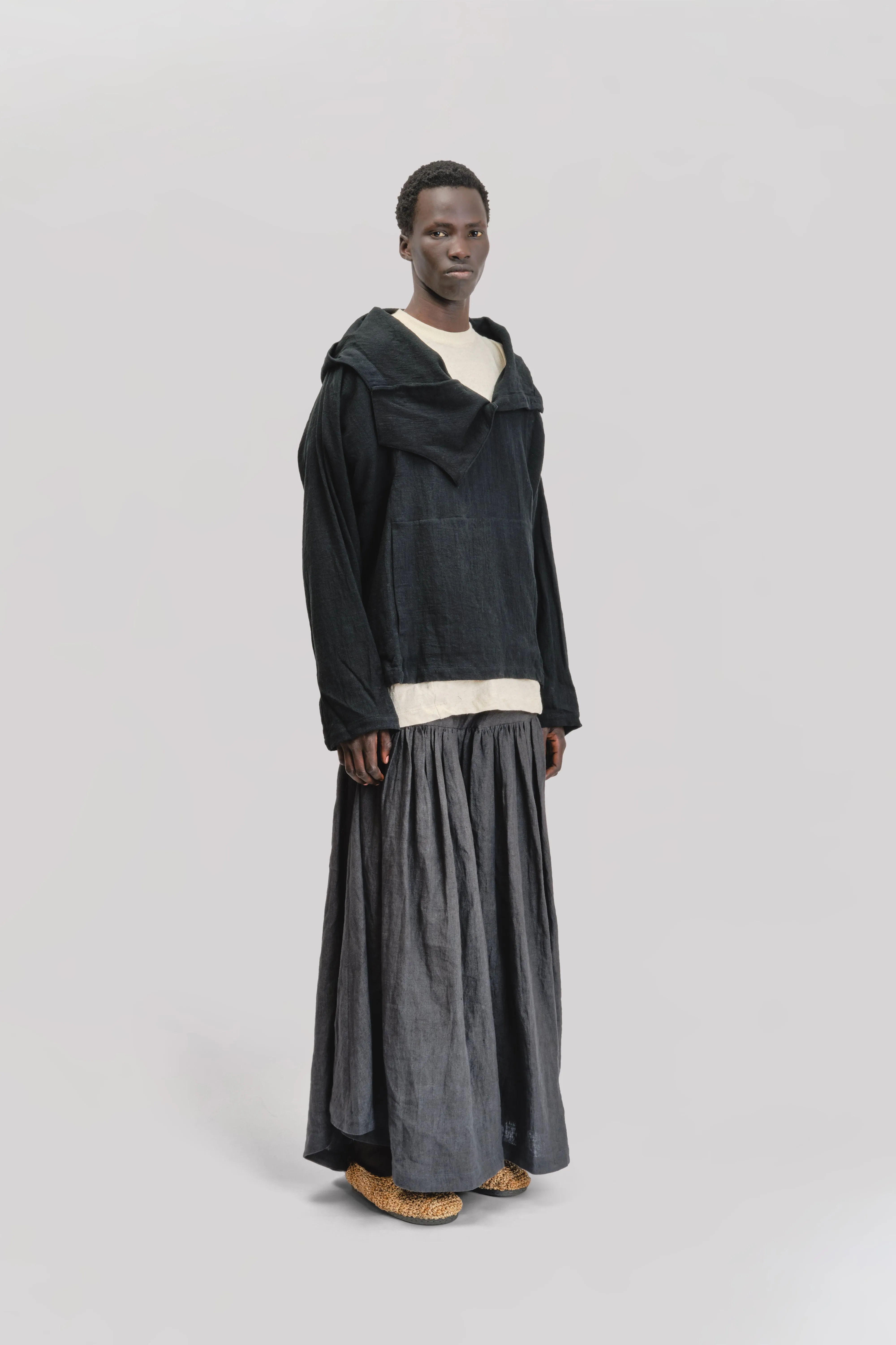 Fisherman Hoodie – Handloom Kala Cotton – Black sold by Gathering product image thumbnail 2