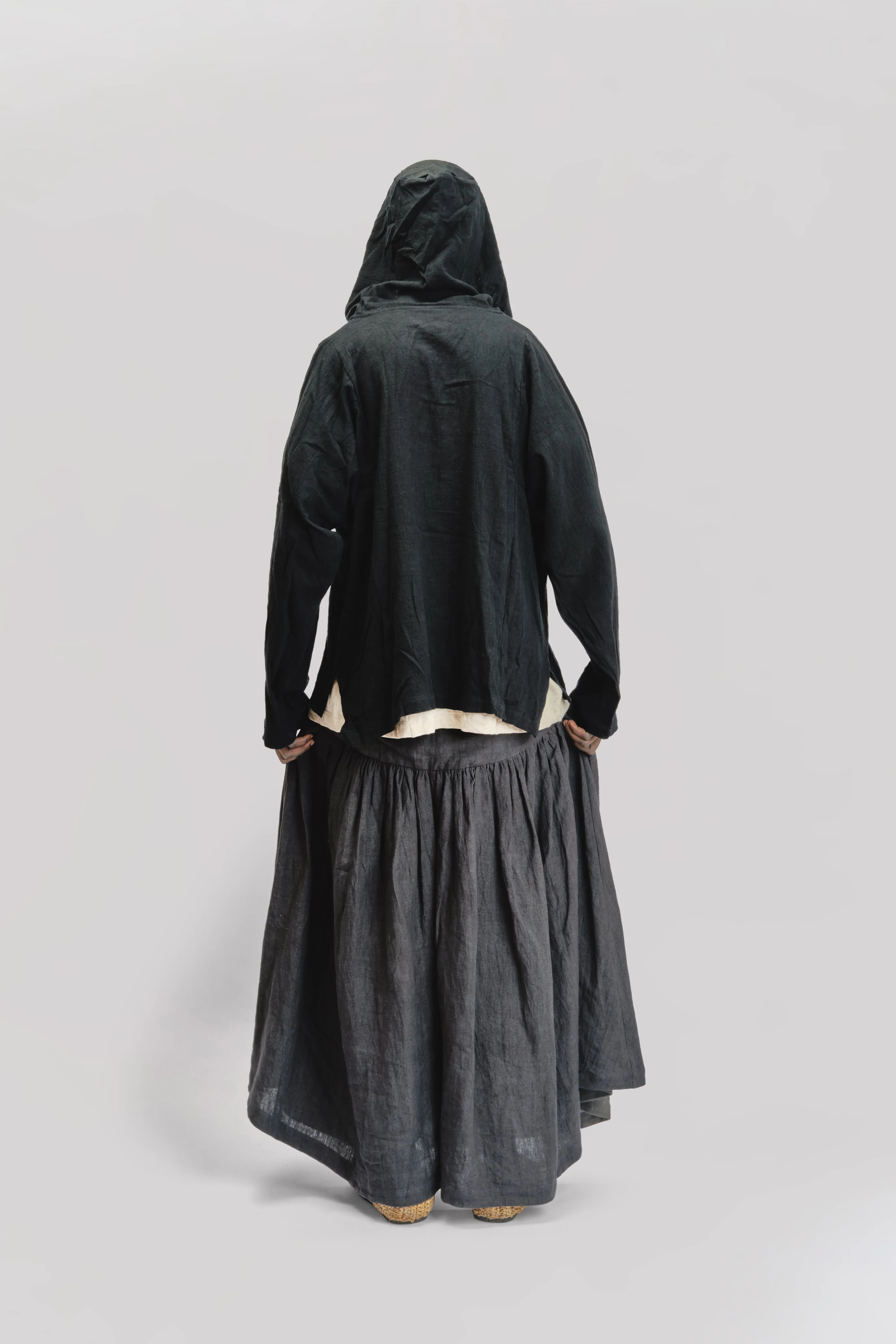 Fisherman Hoodie – Handloom Kala Cotton – Black sold by Gathering product image thumbnail 4