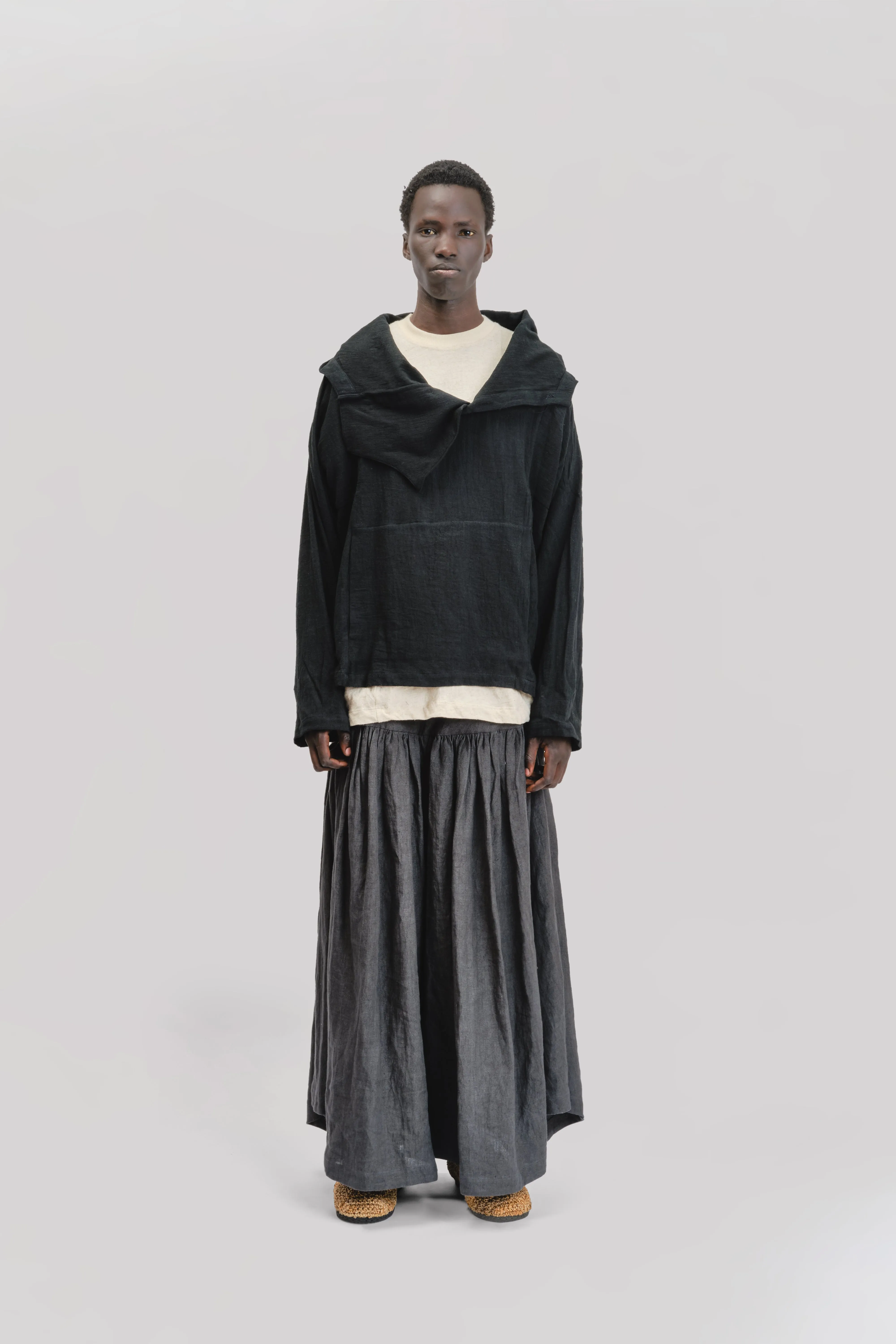 Fisherman Hoodie – Handloom Kala Cotton – Black sold by Gathering