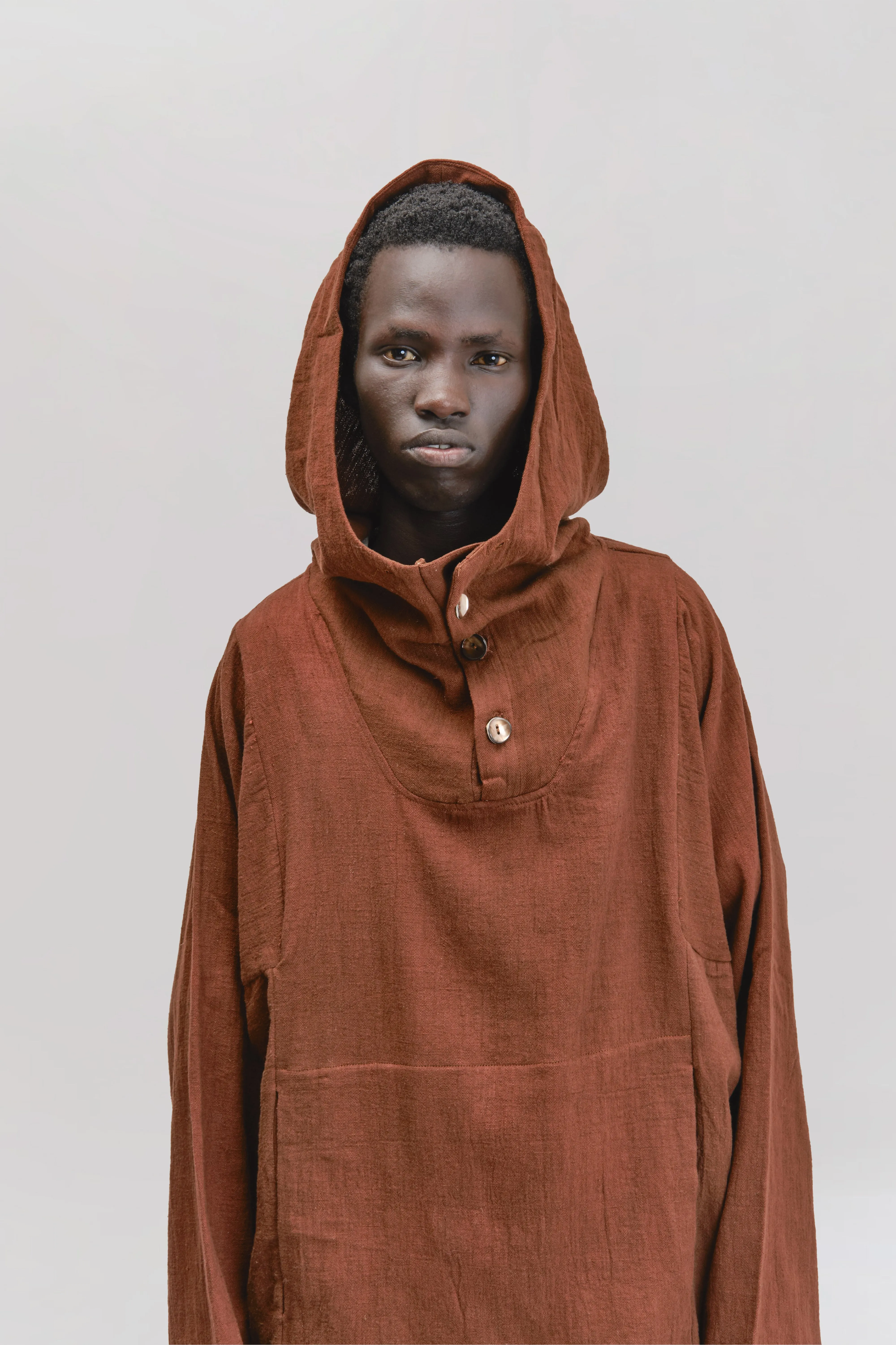Fisherman Hoodie – Handloom Kala Cotton – Brown sold by Gathering product image thumbnail 4