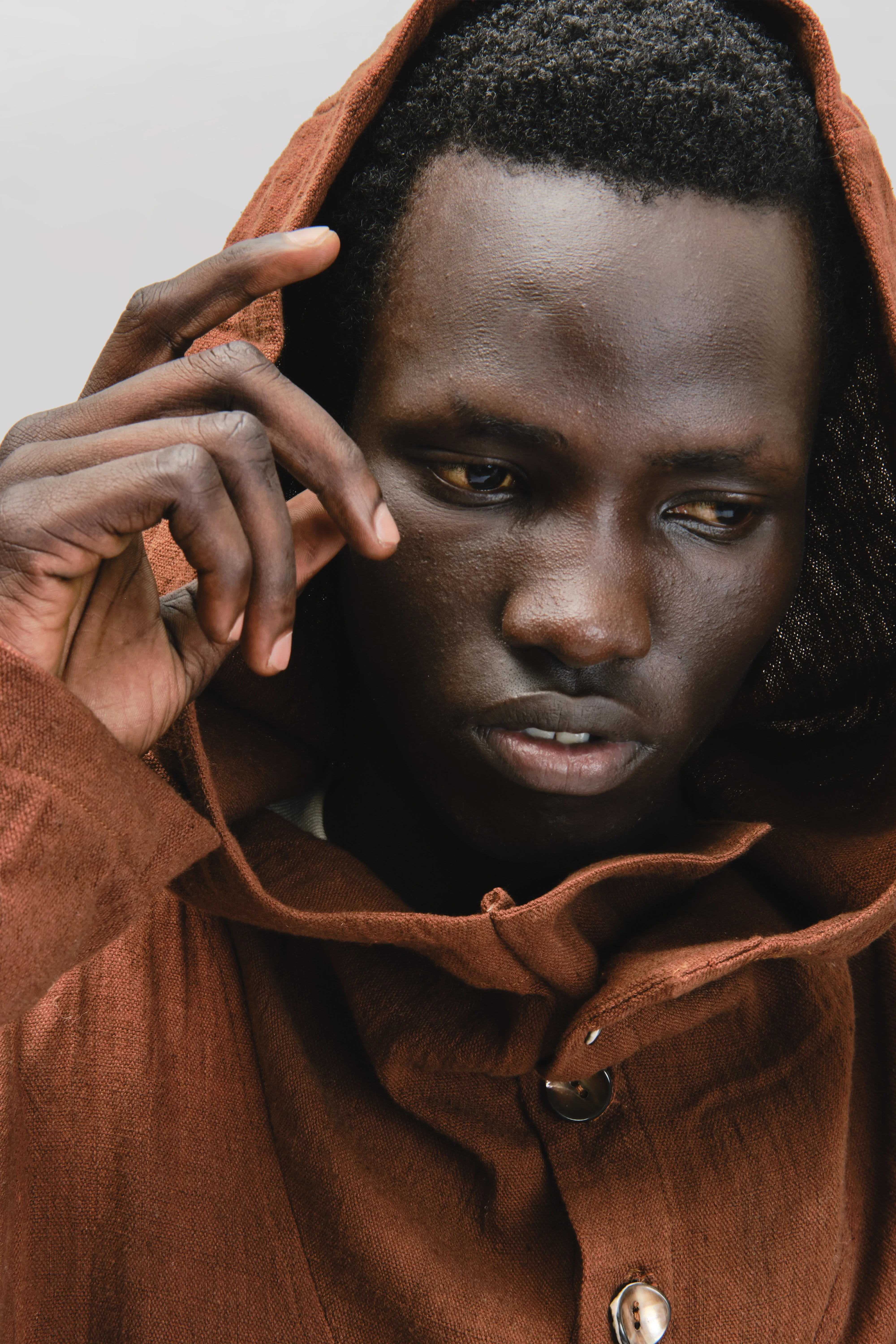 Fisherman Hoodie – Handloom Kala Cotton – Brown sold by Gathering product image thumbnail 5