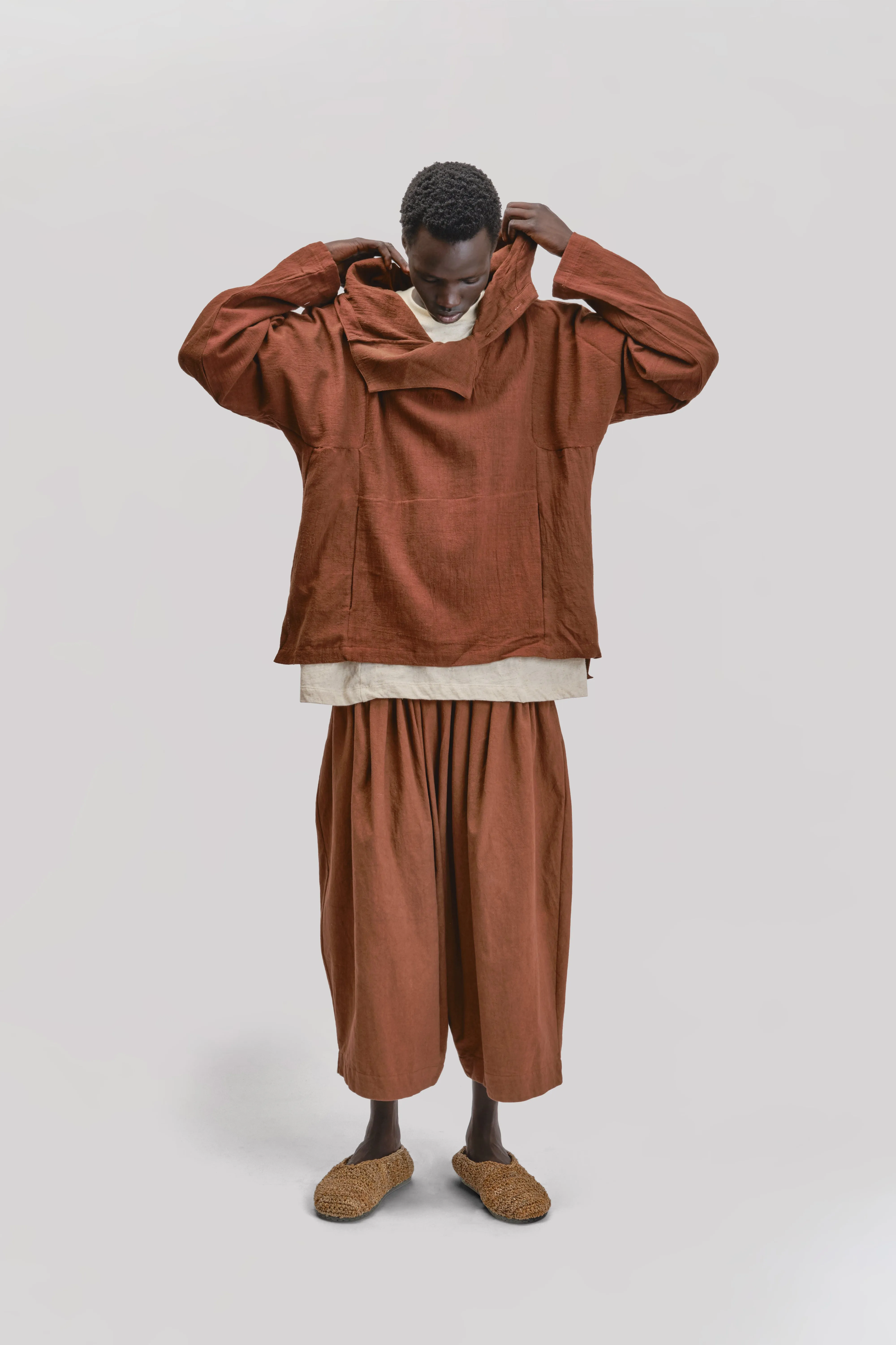 Fisherman Hoodie – Handloom Kala Cotton – Brown sold by Gathering product image thumbnail 3