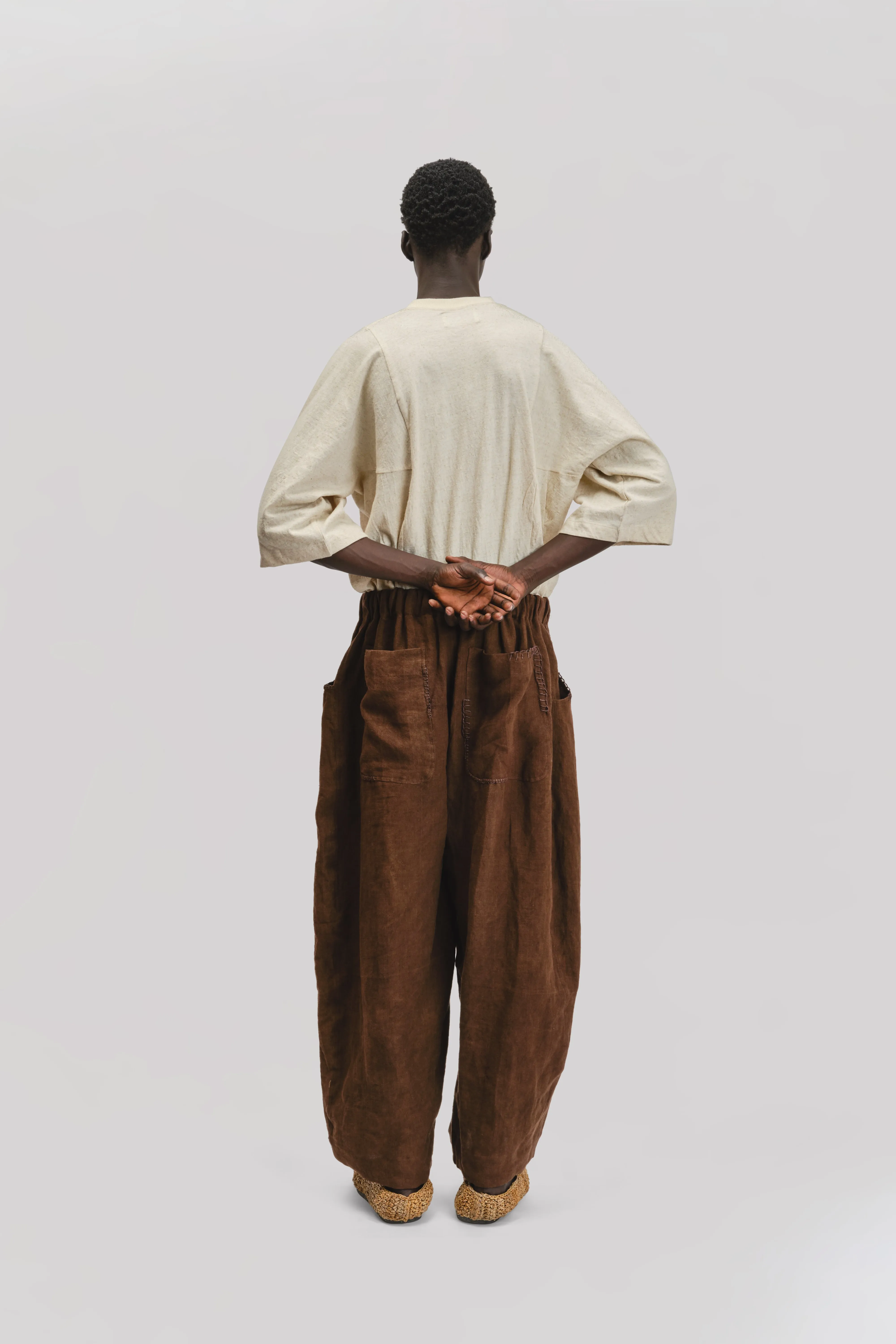 Fisherman Pant - Japanese Stonewashed Linen - Brown sold by Gathering product image thumbnail 4