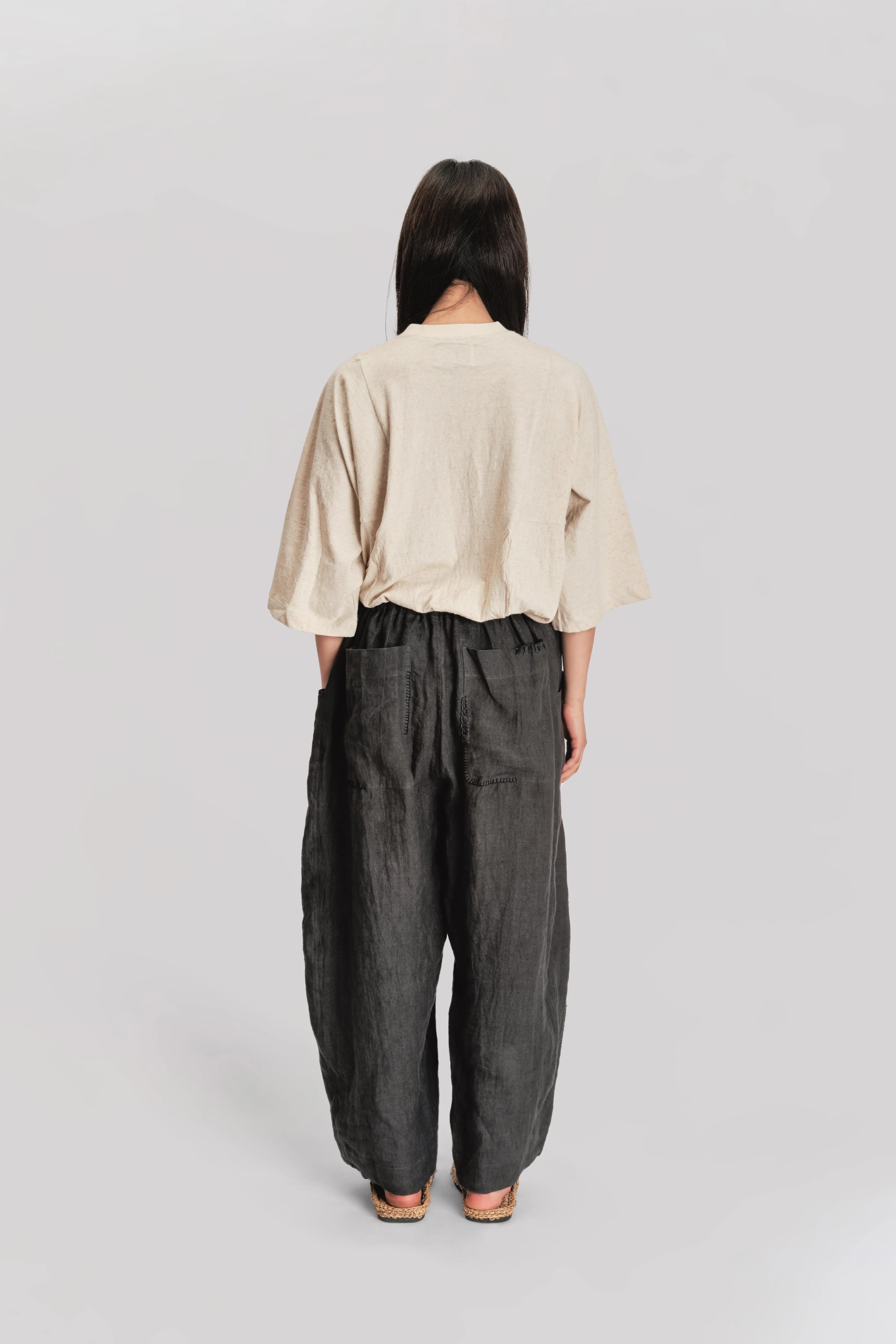 Fisherman Pant - Japanese Stonewashed Linen - Black sold by Gathering product image thumbnail 4