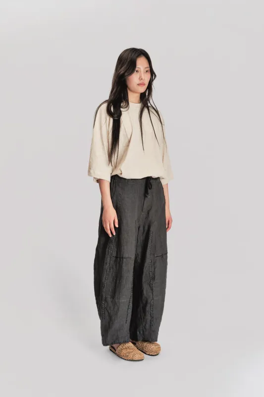 Fisherman Pant - Stone Washed Linen - Black sold by Gathering