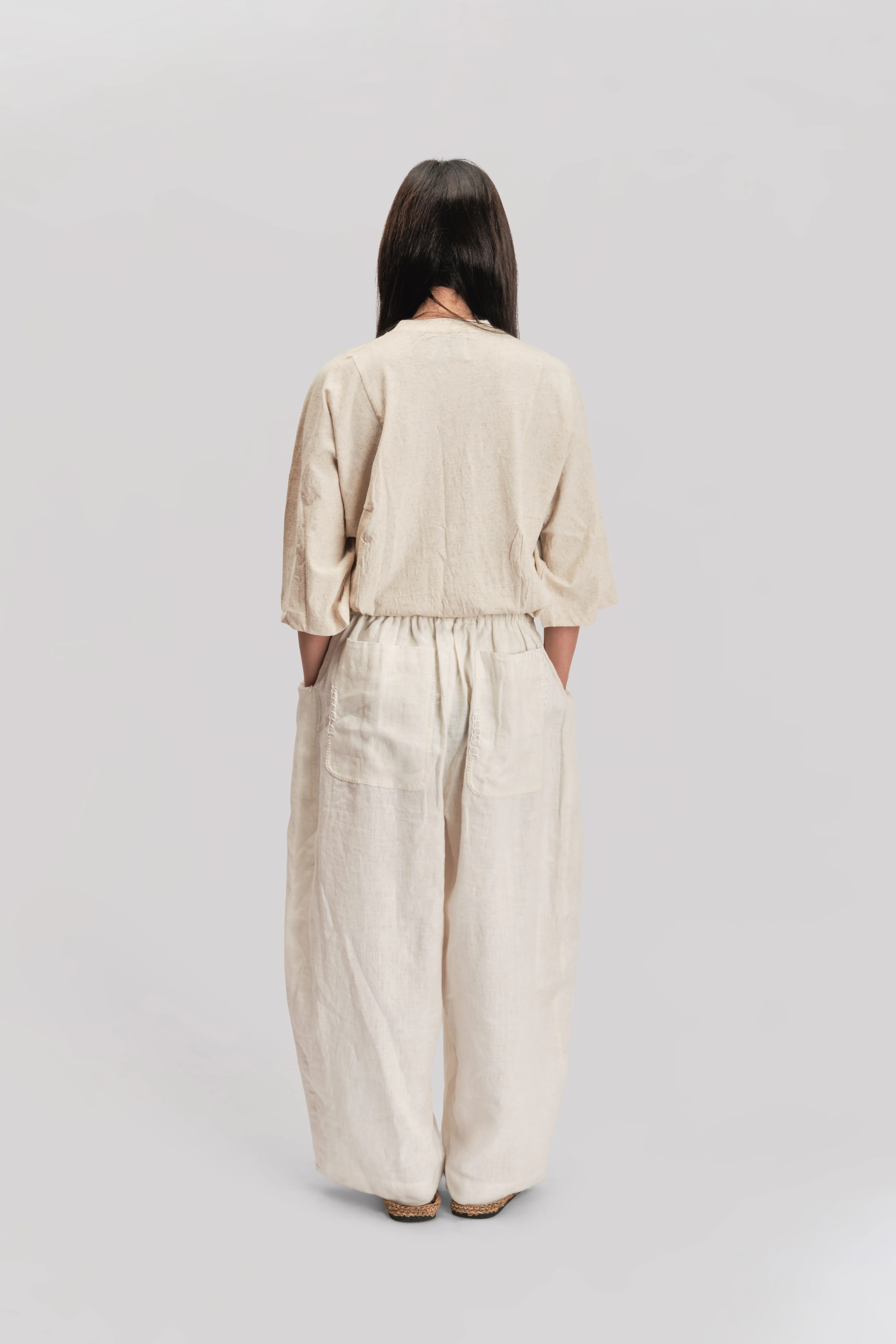 Fisherman Pant - Japanese Brushed Linen - White sold by Gathering product image thumbnail 4