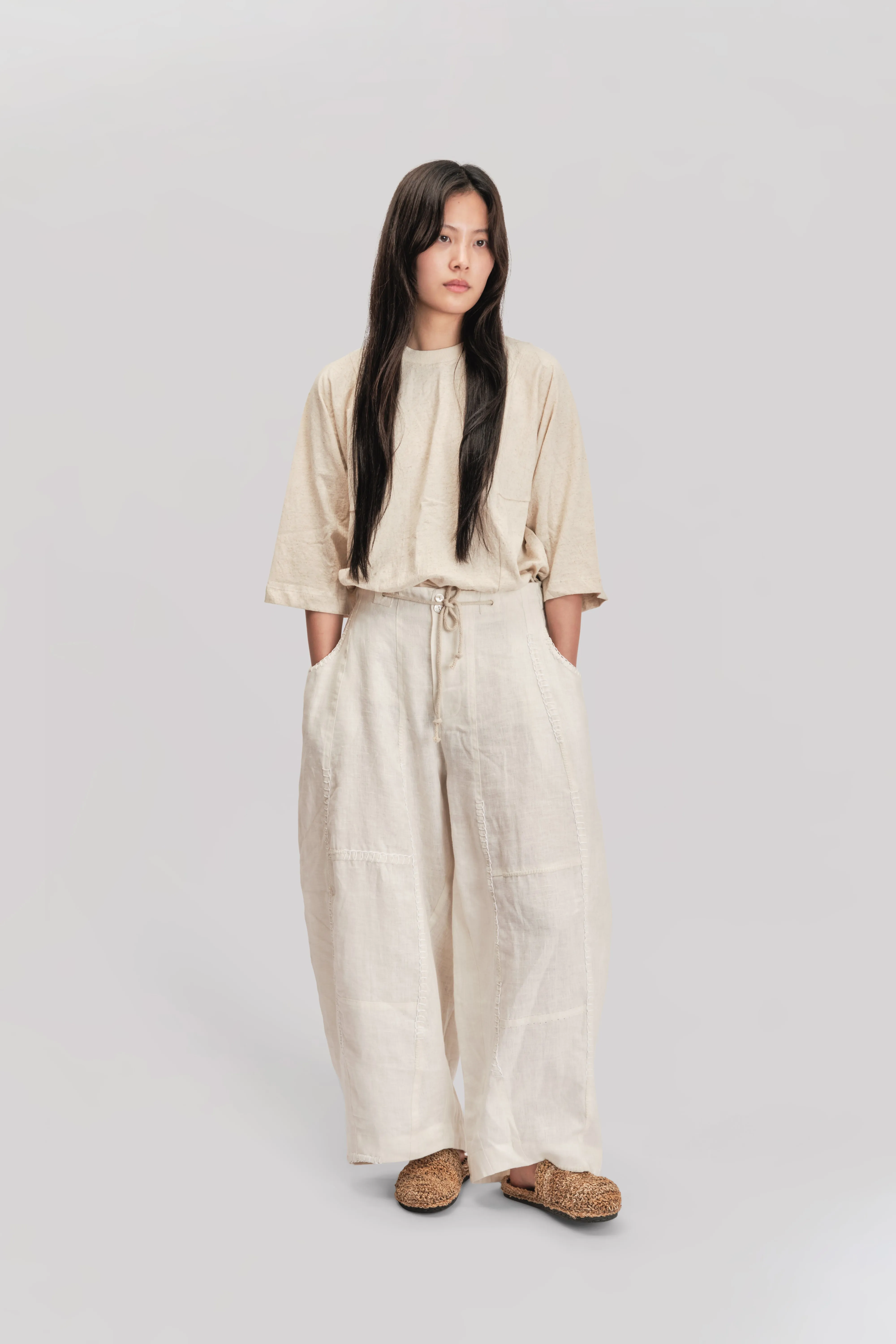 Fisherman Pant - Japanese Brushed Linen - White sold by Gathering product image thumbnail 2