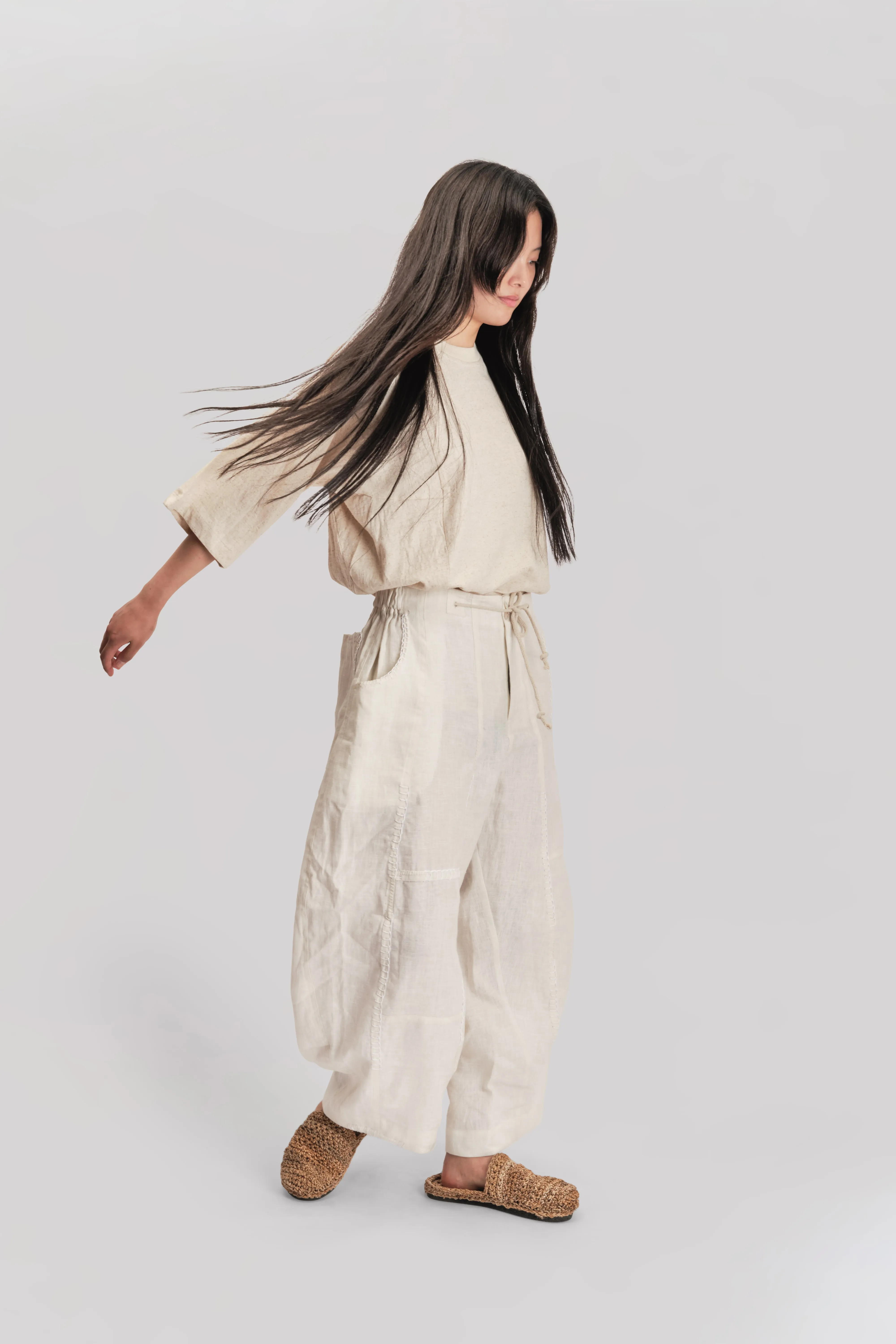 Fisherman Pant - Japanese Brushed Linen - White sold by Gathering product image thumbnail 5