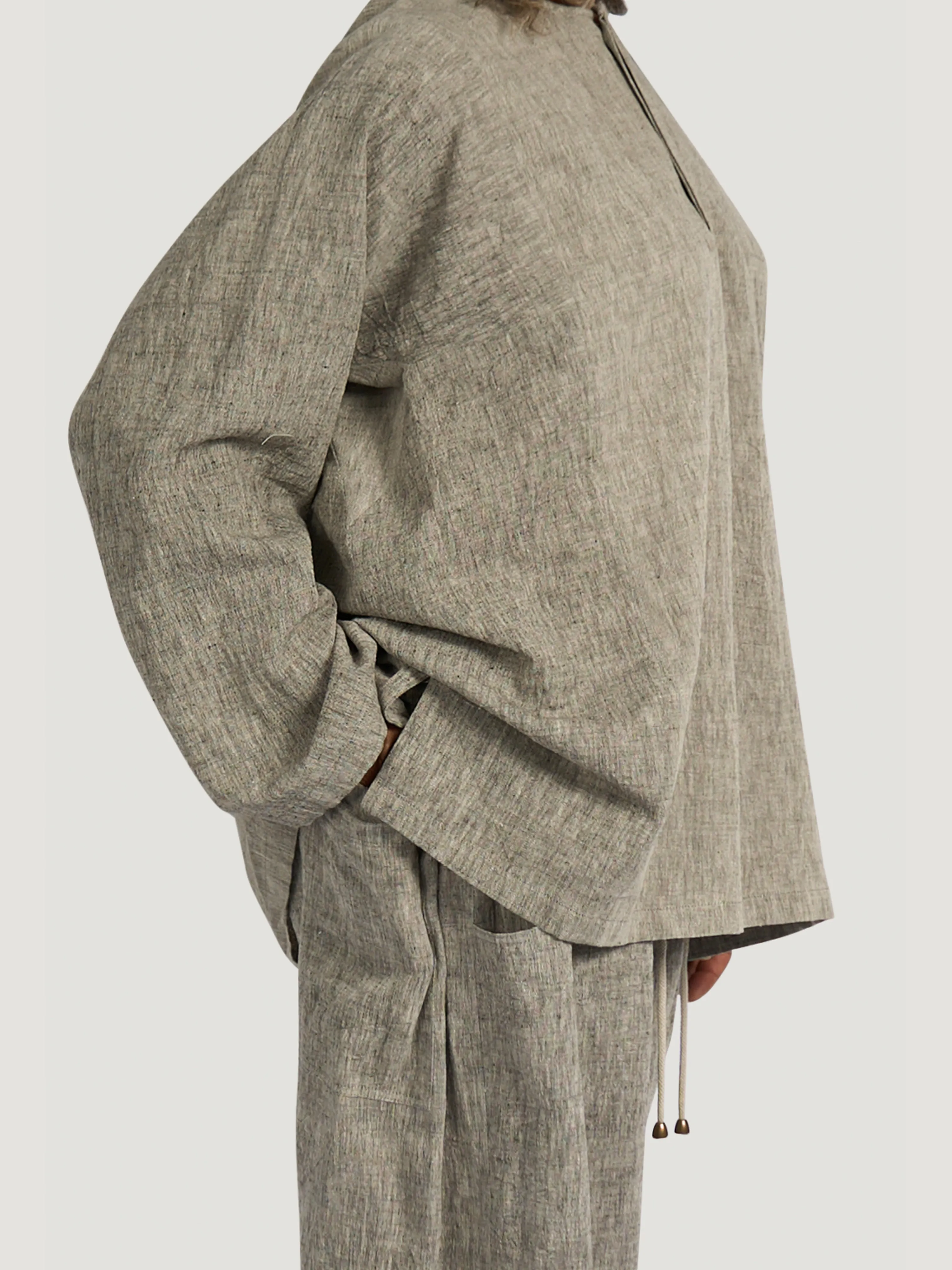 Fisherman Shirt – Handwoven Kala Cotton – Earthy Beige sold by Gathering product image thumbnail 2