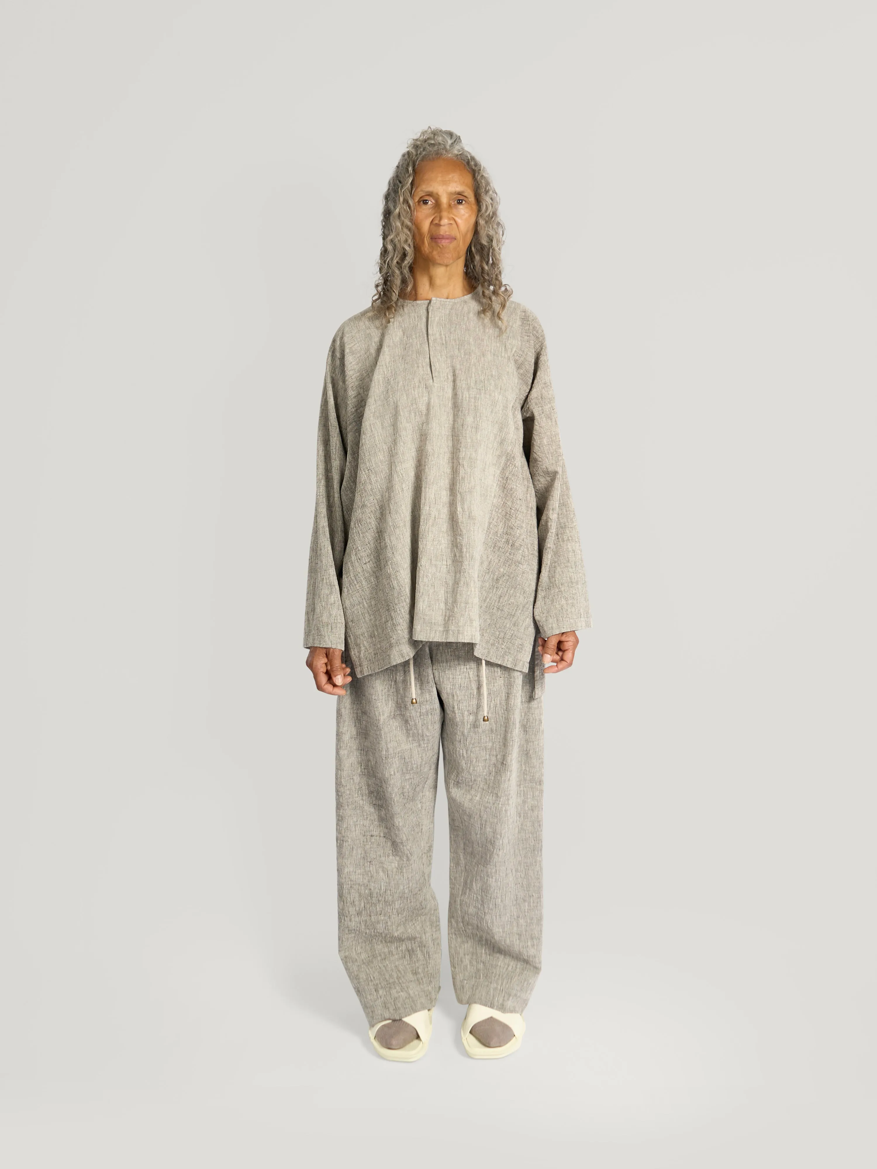 Fisherman Shirt – Handwoven Kala Cotton – Earthy Beige sold by Gathering