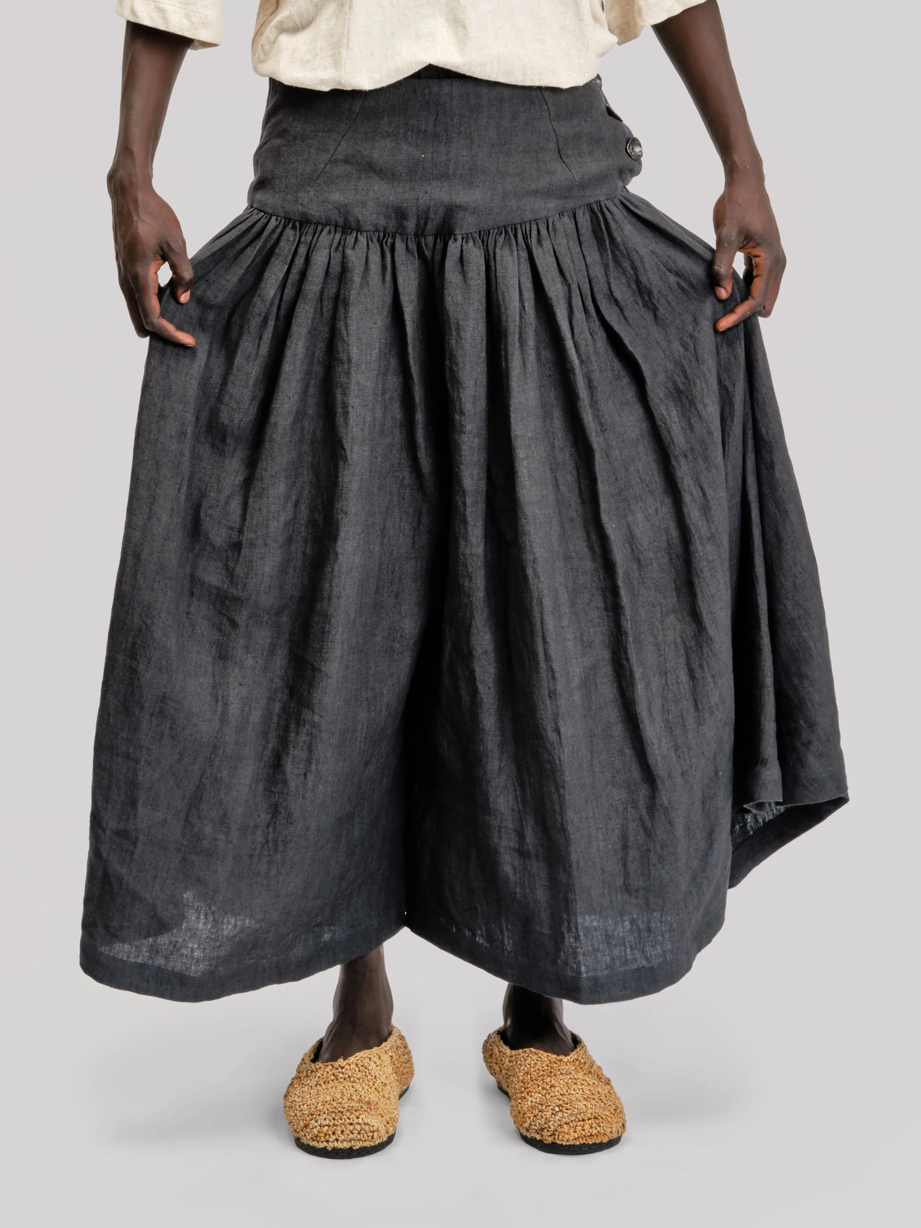 Bedouin Pant - Japanese Stonewashed Linen - Black sold by Gathering product image thumbnail 3