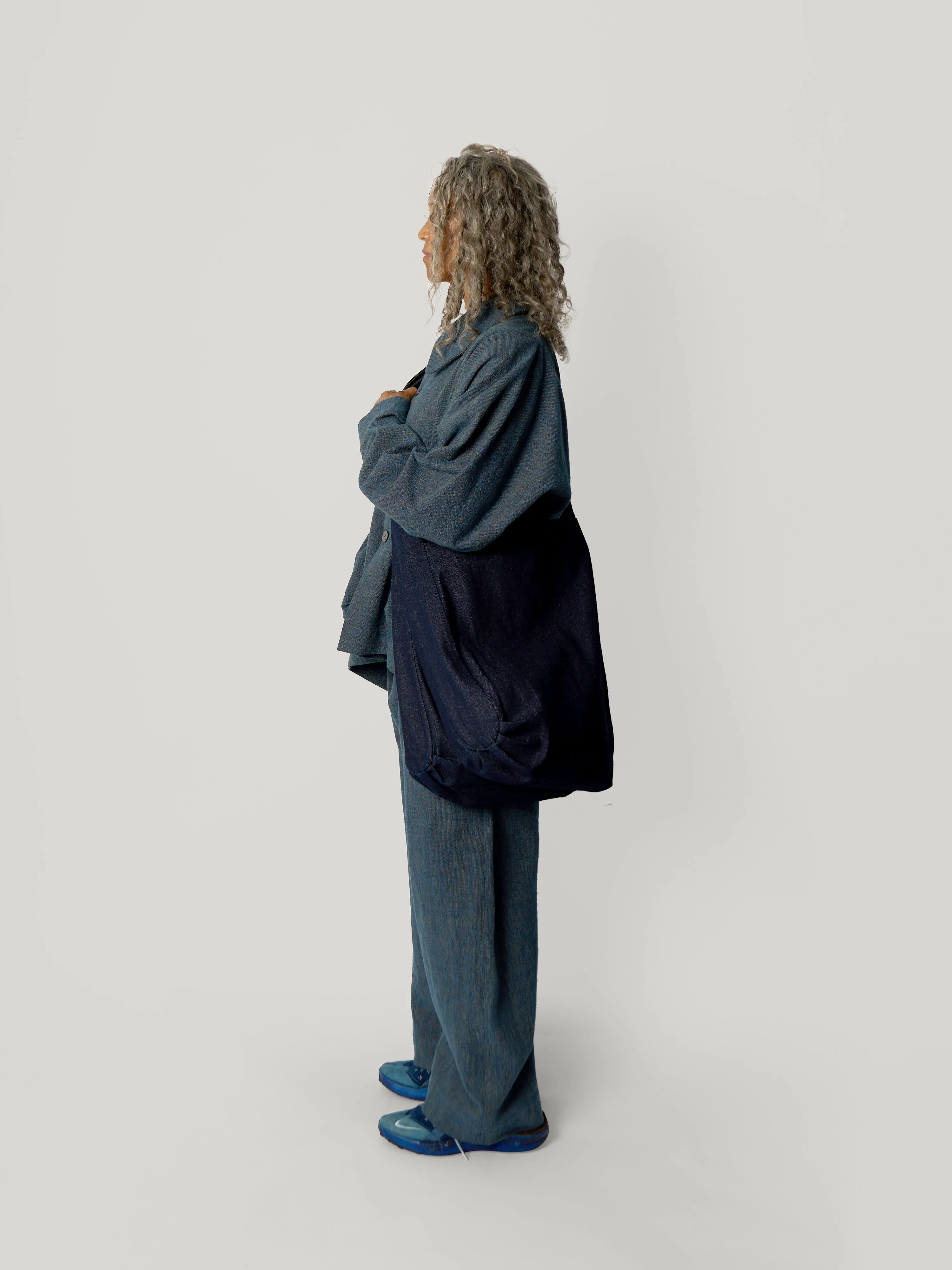Double Tote Bag – Kojima Heavy Denim – Naturally Dyed Black sold by Gathering product image thumbnail 3