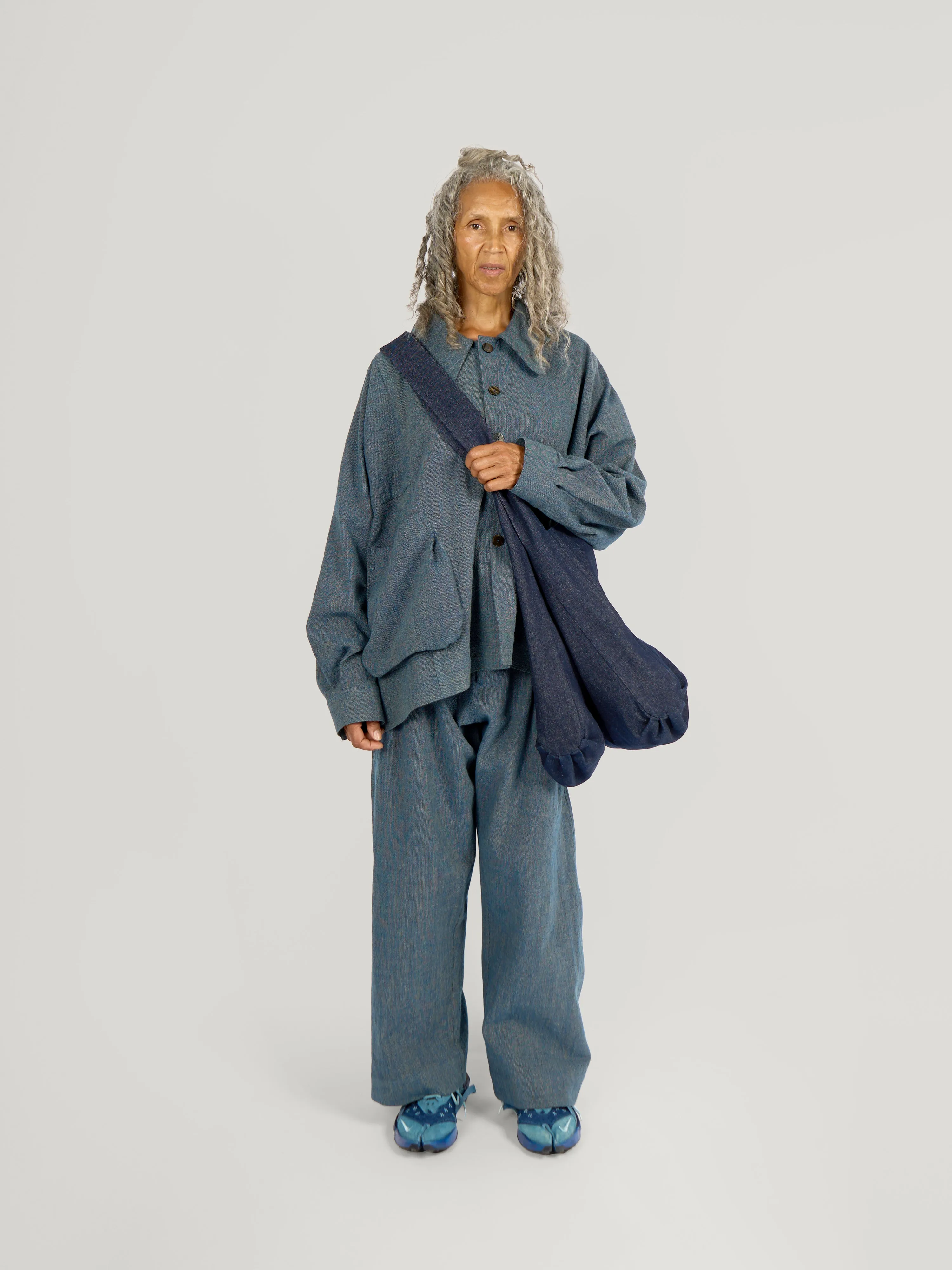Double Tote Bag – Kojima Heavy Denim – Naturally Dyed Black sold by Gathering