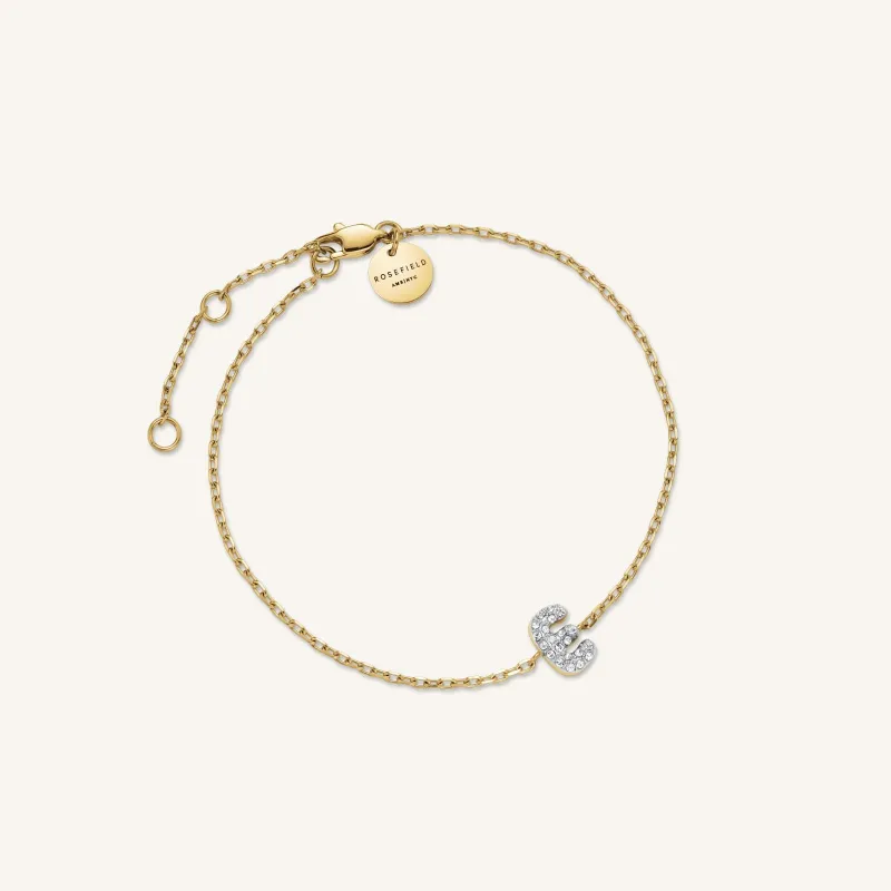 Crystal Letter E Bracelet sold by Rosefield