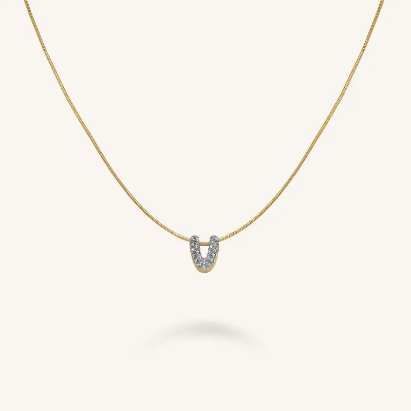 Crystal Letter V Necklace sold by Rosefield