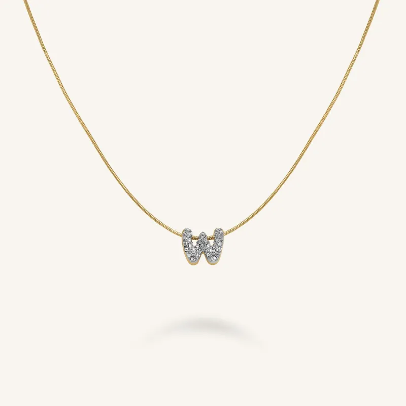 Crystal Letter W Necklace sold by Rosefield