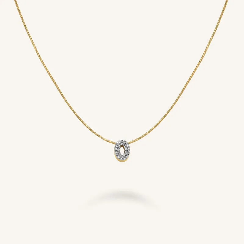 Crystal Letter O Necklace sold by Rosefield