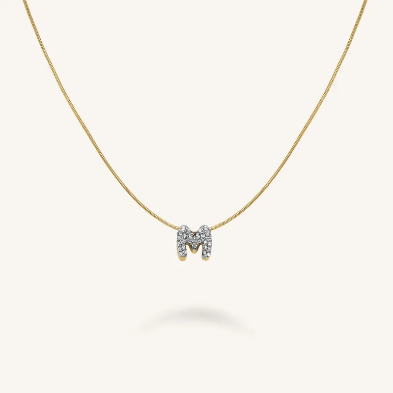 Crystal Letter M Necklace sold by Rosefield