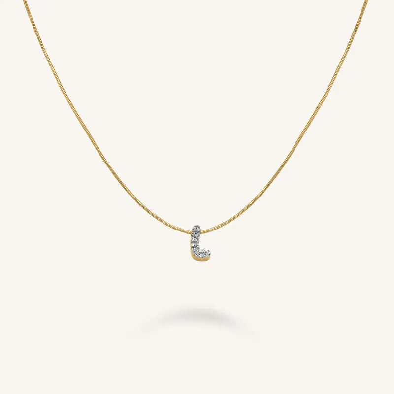 Crystal Letter L Necklace sold by Rosefield