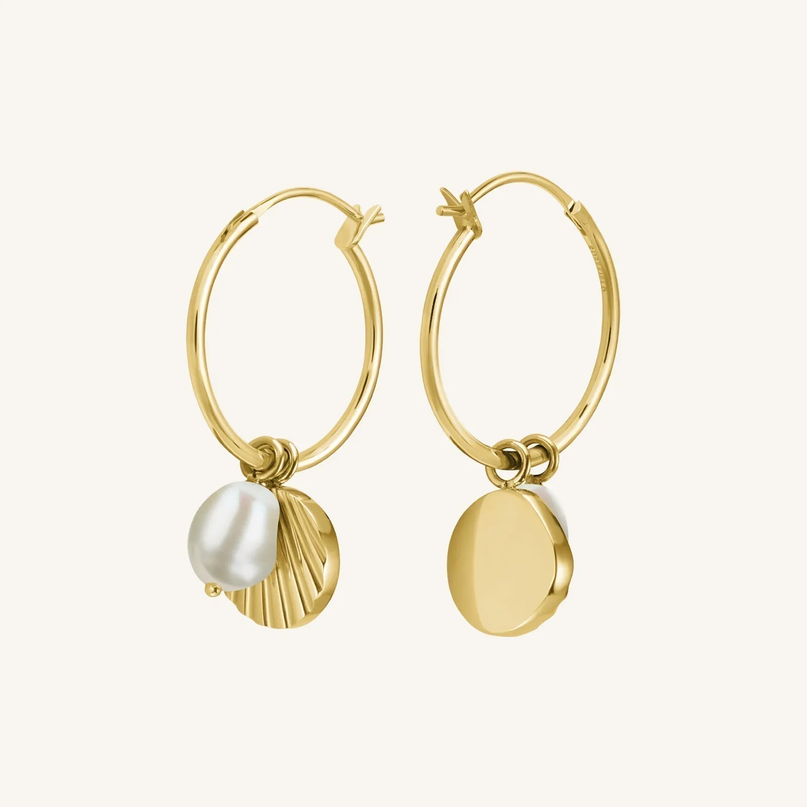 Shell and pearl hoops sold by Rosefield product image thumbnail 5