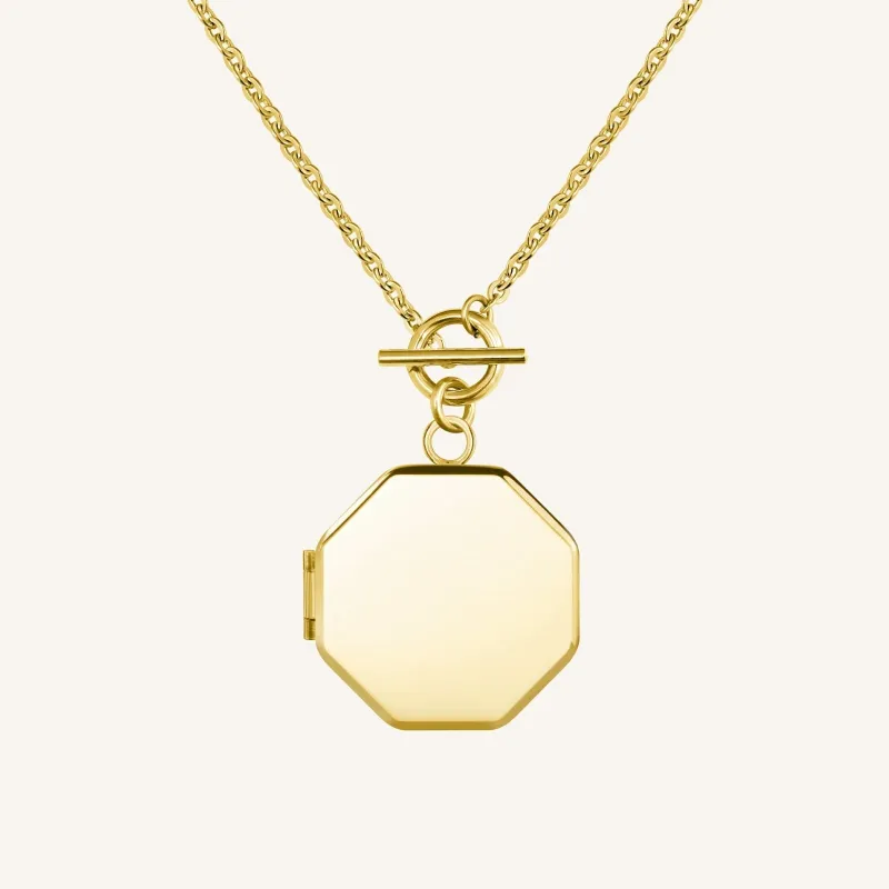Geo Locket Gold sold by Rosefield