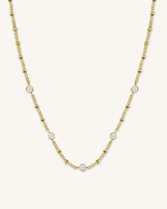 Multi Crystal Necklace Gold sold by Rosefield