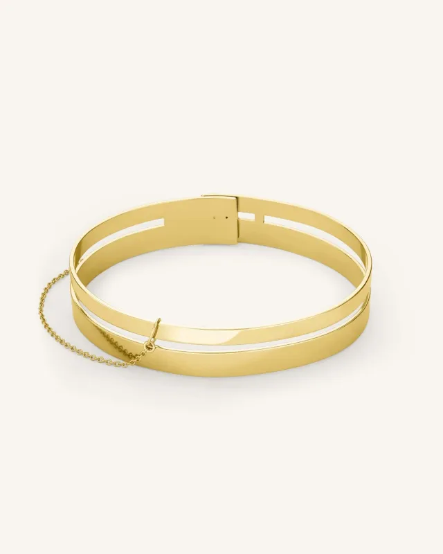 Double Bar Bangle Gold sold by Rosefield
