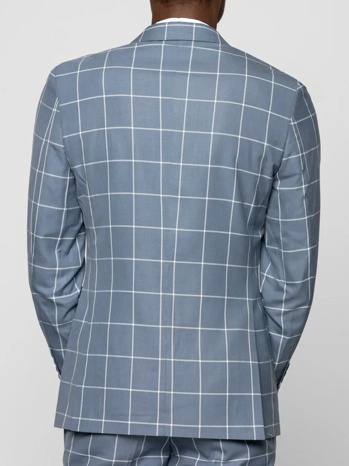 Blue Grey Windowpane Double Breasted Suit sold by Alain Dupetit product image thumbnail 3