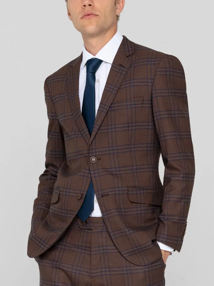 Slate Brown & Blue Plaid Two Button Suit sold by Alain Dupetit product image thumbnail 2