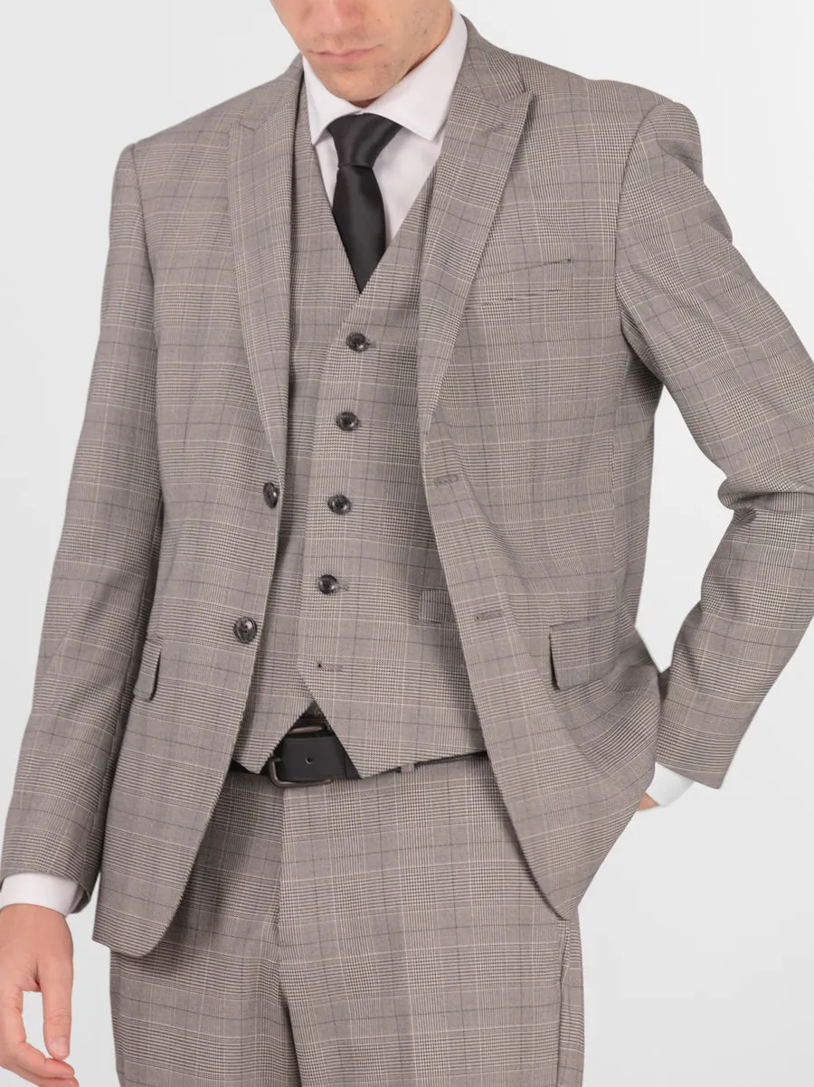 Grey & Black Glen Plaid Three Piece Peak Lapel Suit sold by Alain Dupetit product image thumbnail 2
