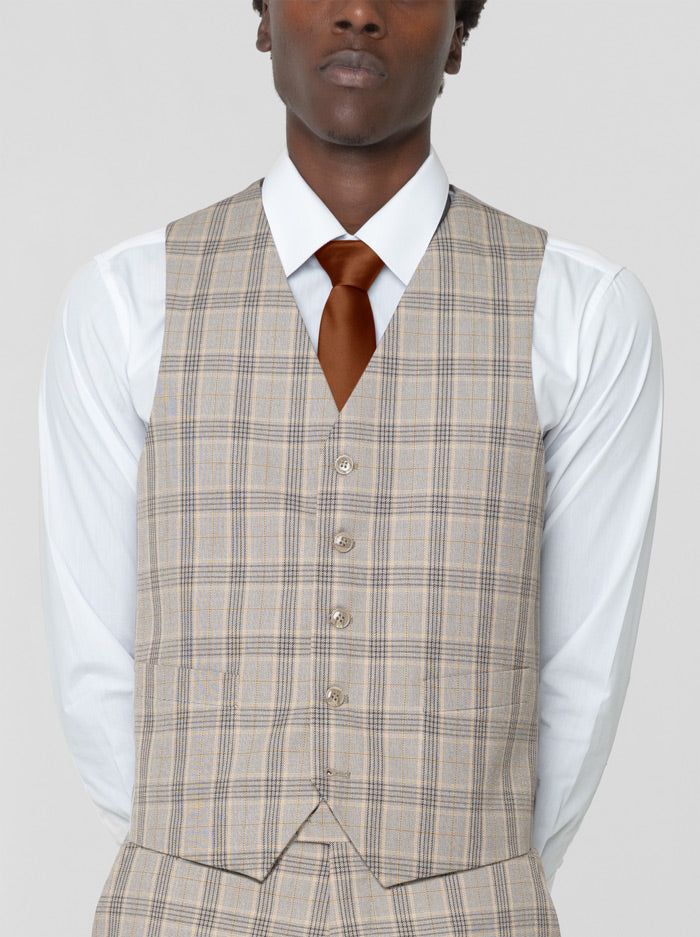 Khaki & Black Glen Plaid Three Piece Peak Lapel Ticket Pocket Suit (Clearance) sold by Alain Dupetit product image thumbnail 4