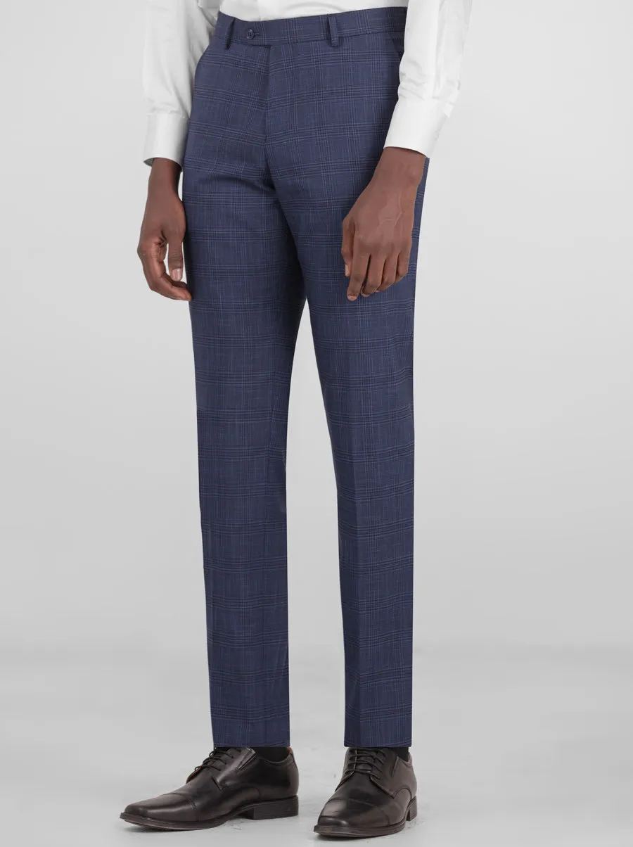 Dark Blue Plaid Three Piece Peak Lapel Suit sold by Alain Dupetit product image thumbnail 5